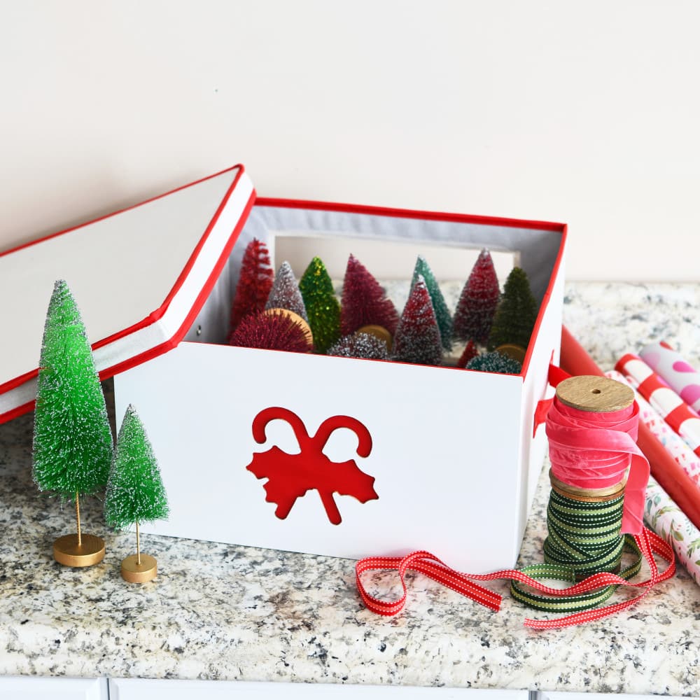Household Essentials Red Candy Cane Storage Box