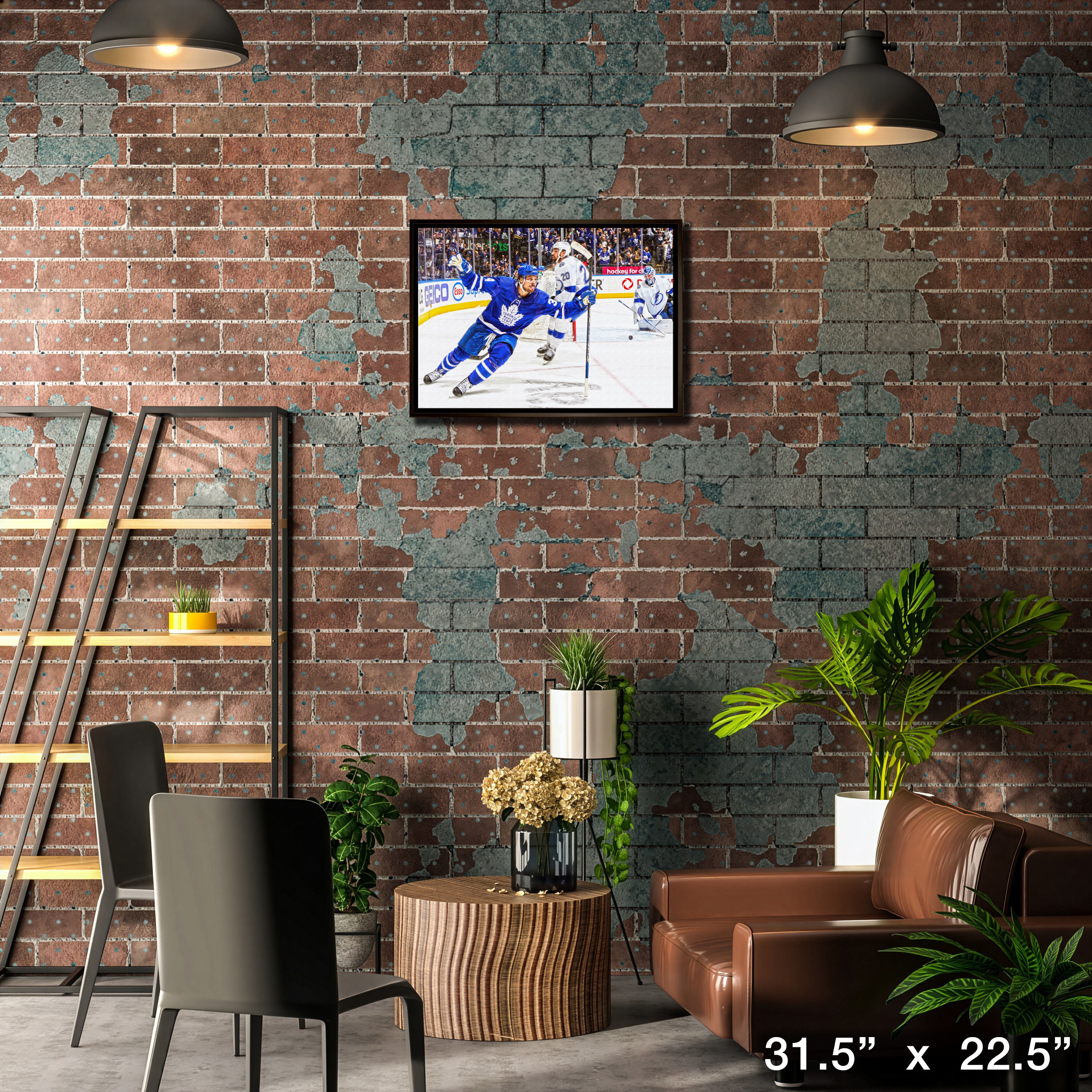 Auston Matthews Toronto Maple Leafs Framed 20" x 29" Celebration Canvas 31.5" x 22.5"