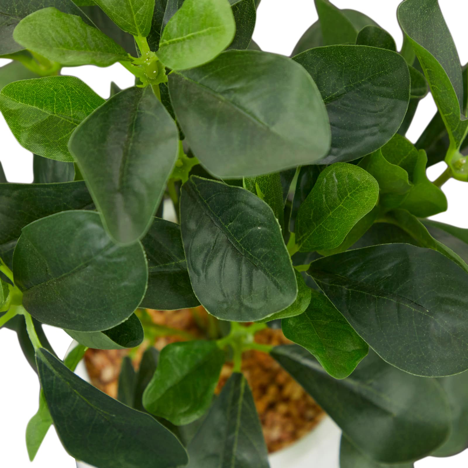14" Green Eucalyptus Faux Foliage Artificial Plant with White Marble Pot