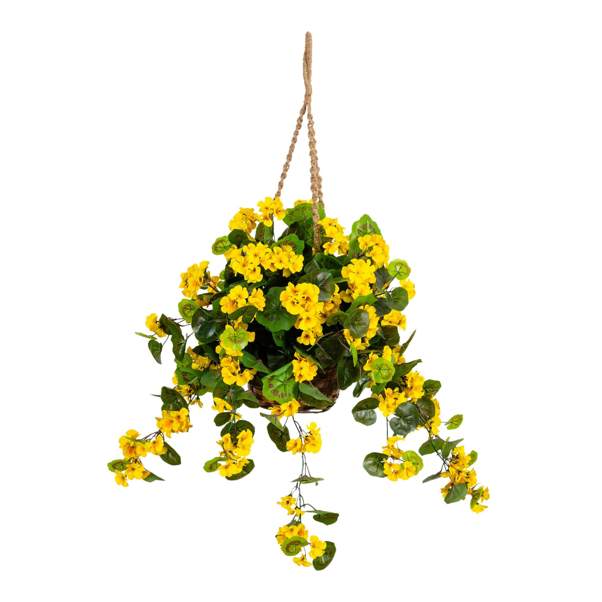 28" UV Resistant Artificial Geranium in Hanging Basket