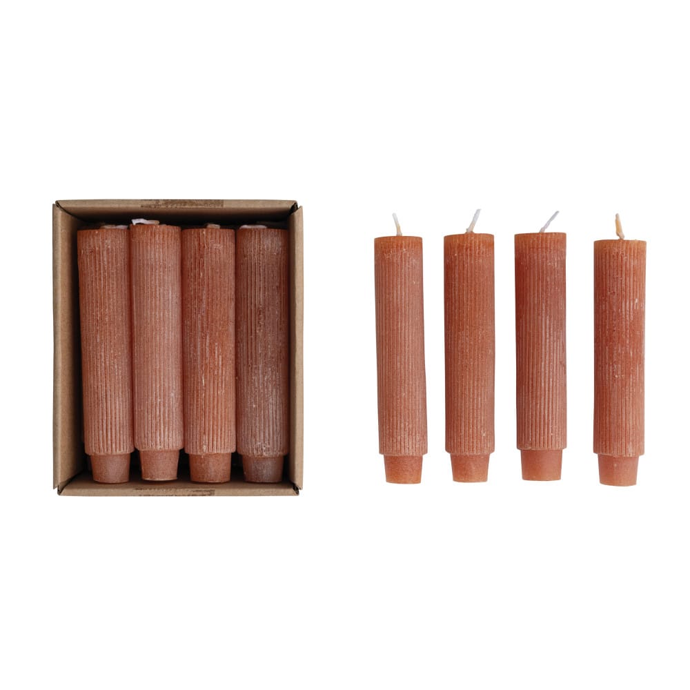 Hello Honey® 5" Spice Powder Finish Unscented Pleated Taper Candles In Box Set, 12ct.