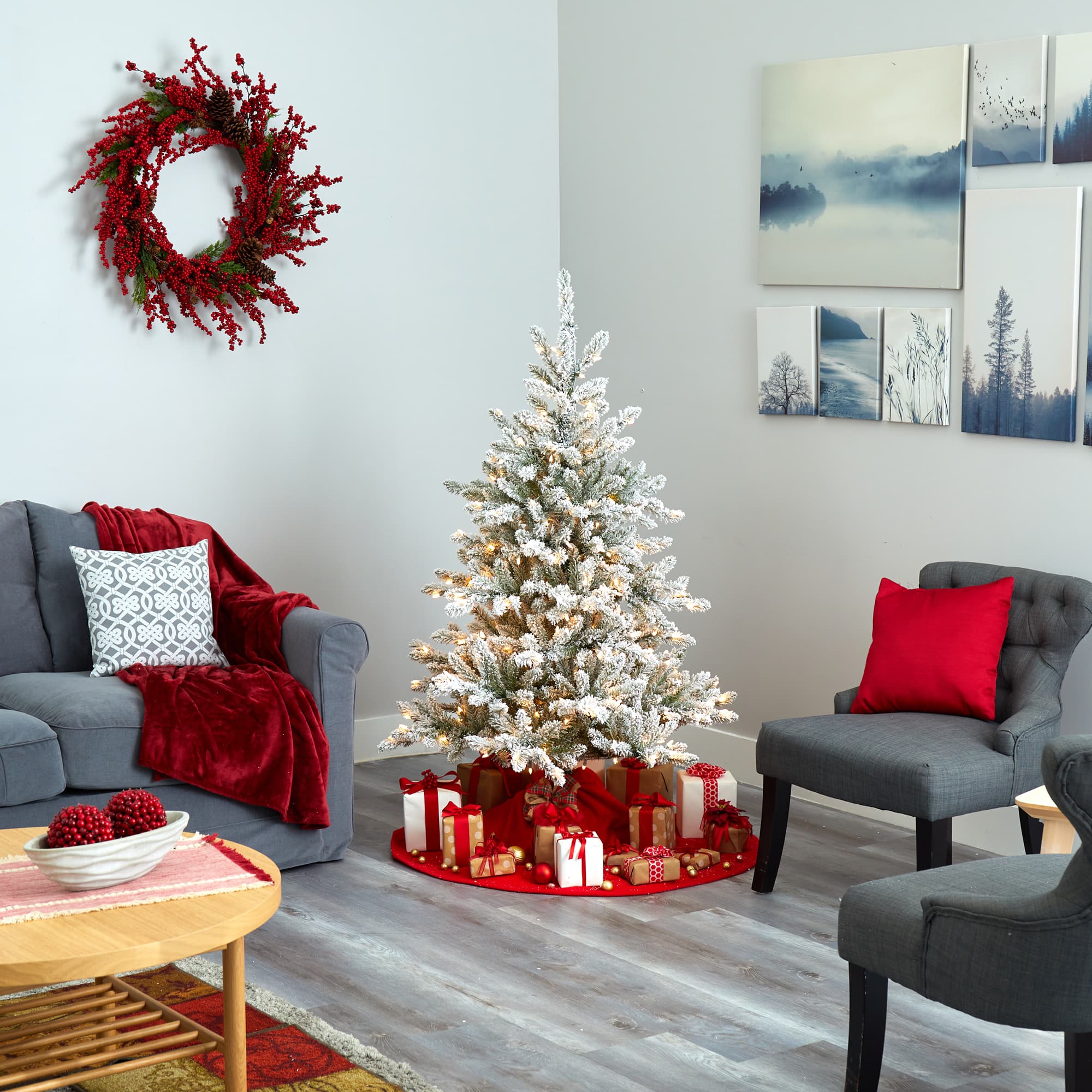 5ft. Pre-Lit West Virginia Spruce Artificial Christmas Tree, Clear LED Lights