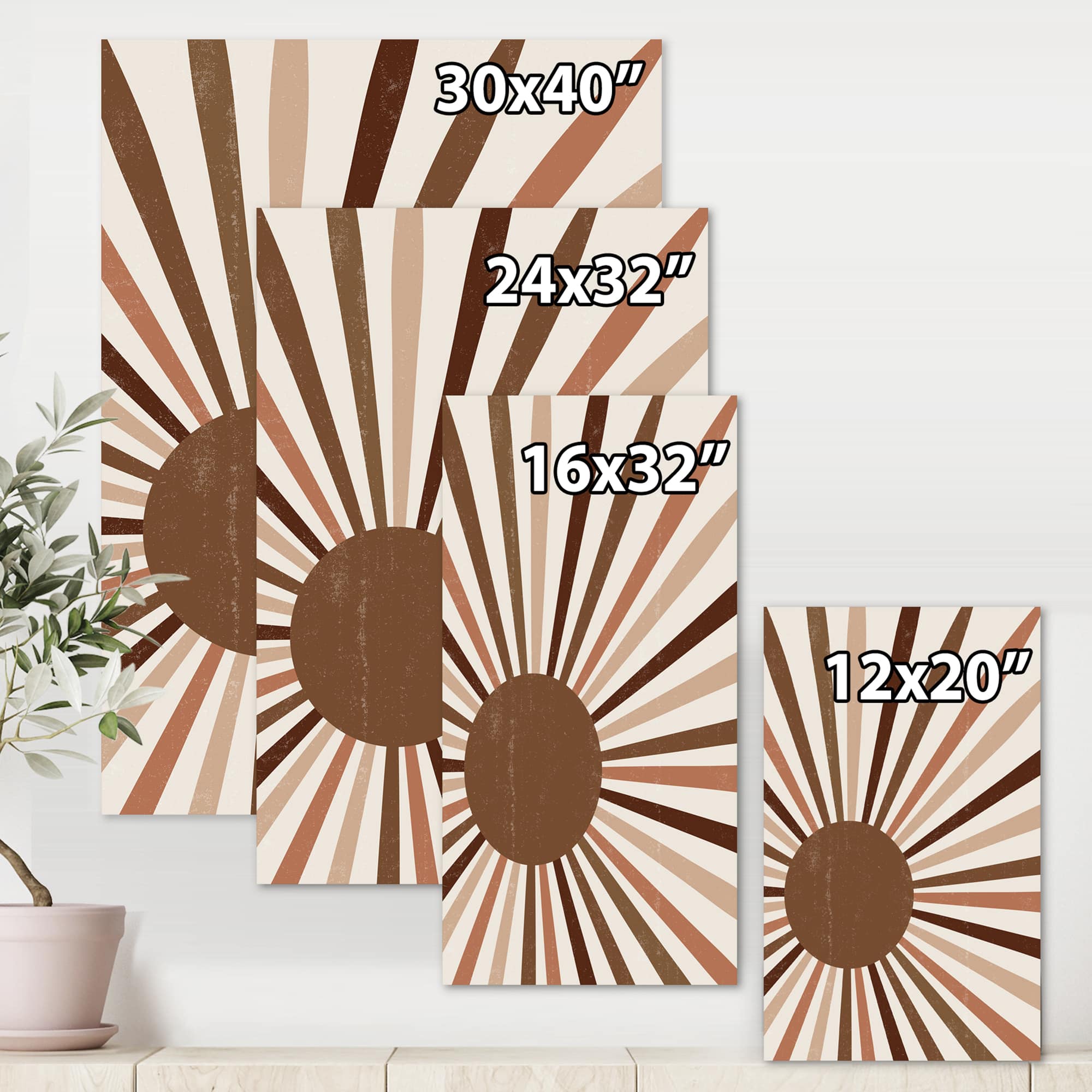 Designart - Minimalist Bright Shining Terracotta Sun Rays