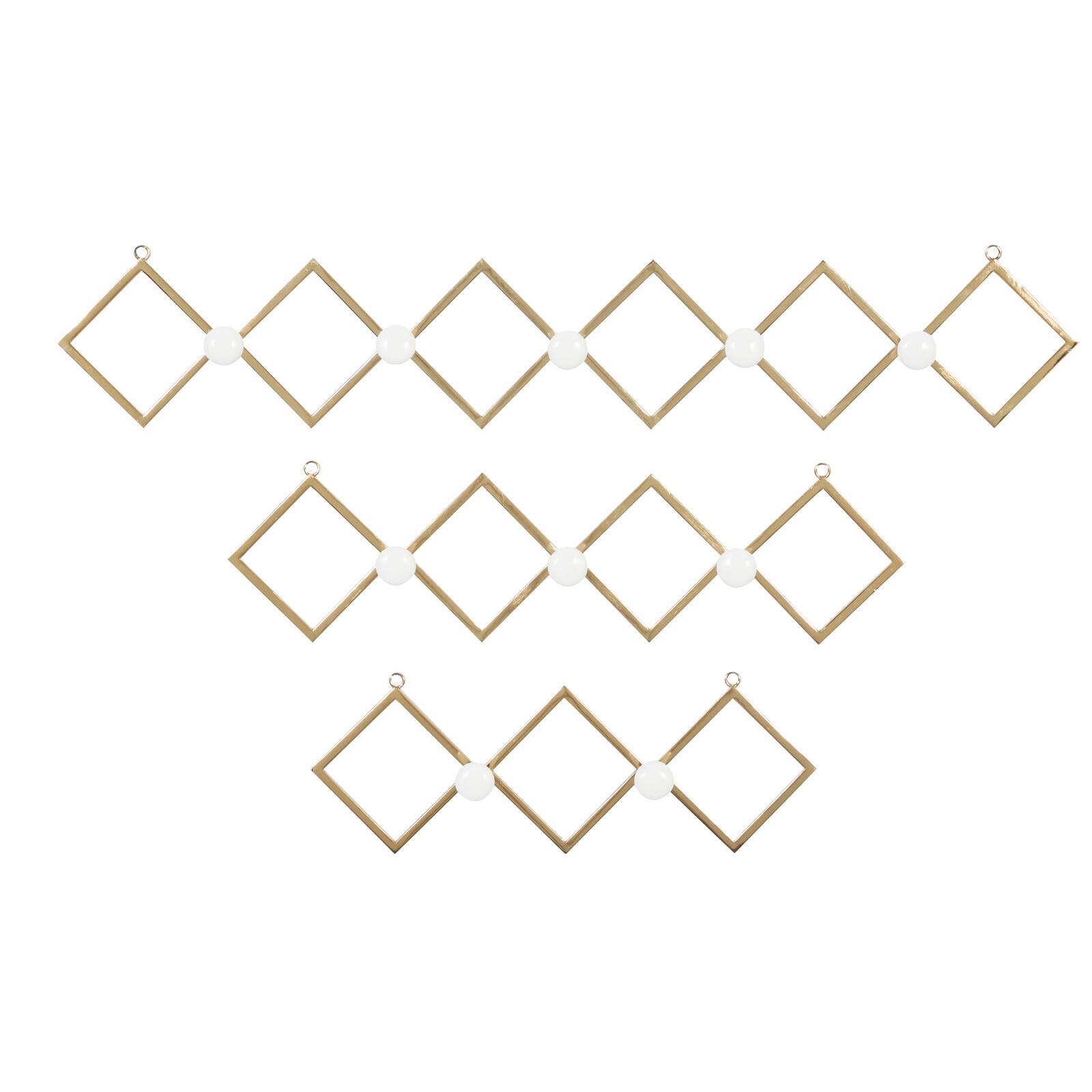 Set of 3 Gold Metal Glam Wall Hook, 17", 22", 33"
