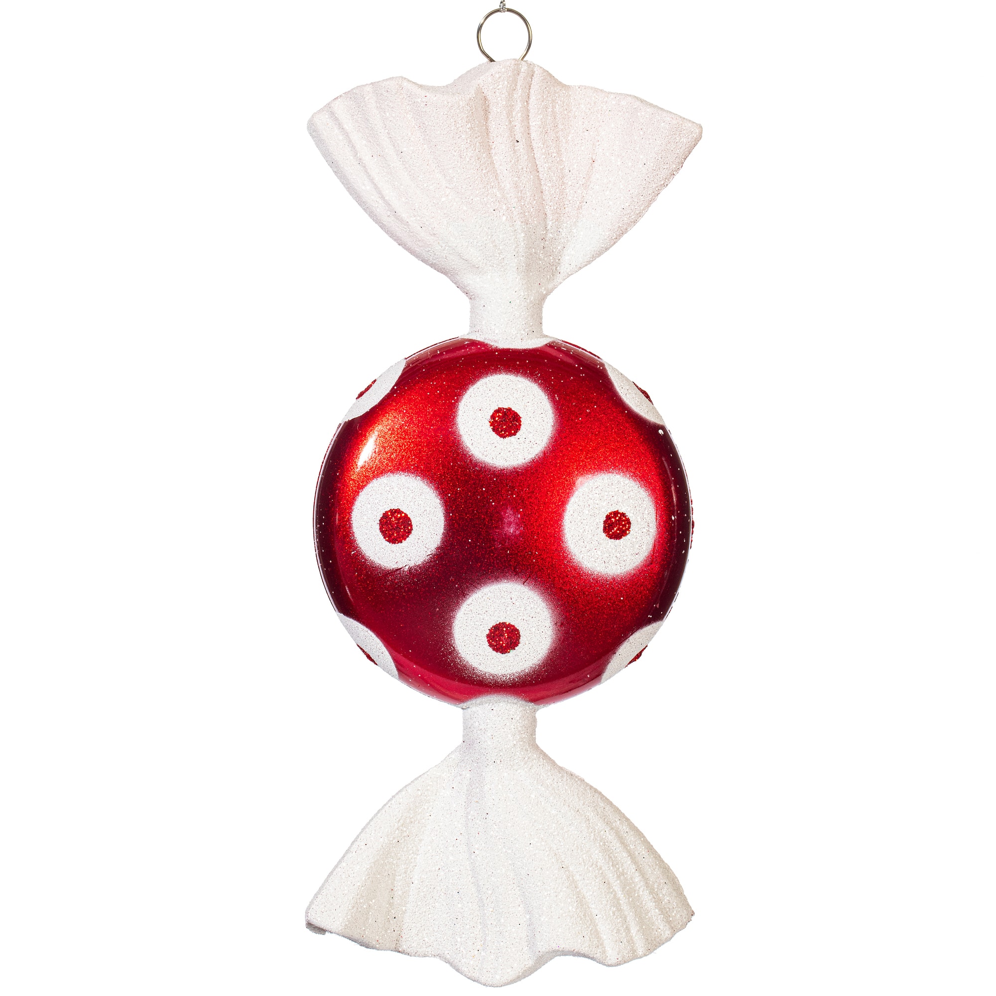 Vickerman 7" Red & White Flat Candy Christmas Ornament Box