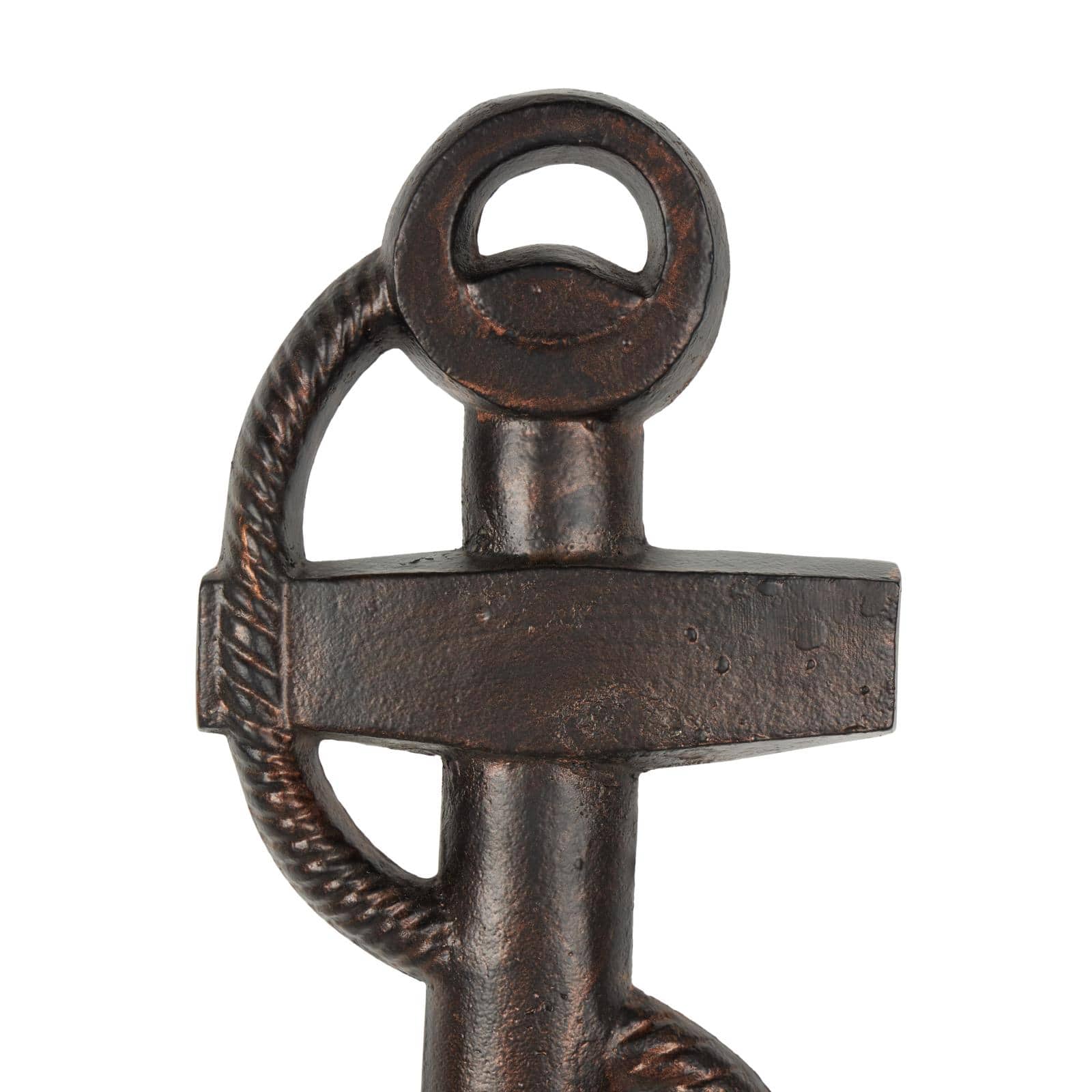 Bronze Aluminum Metal Anchor Weathered Wall Décor Set with Curved Rope Design