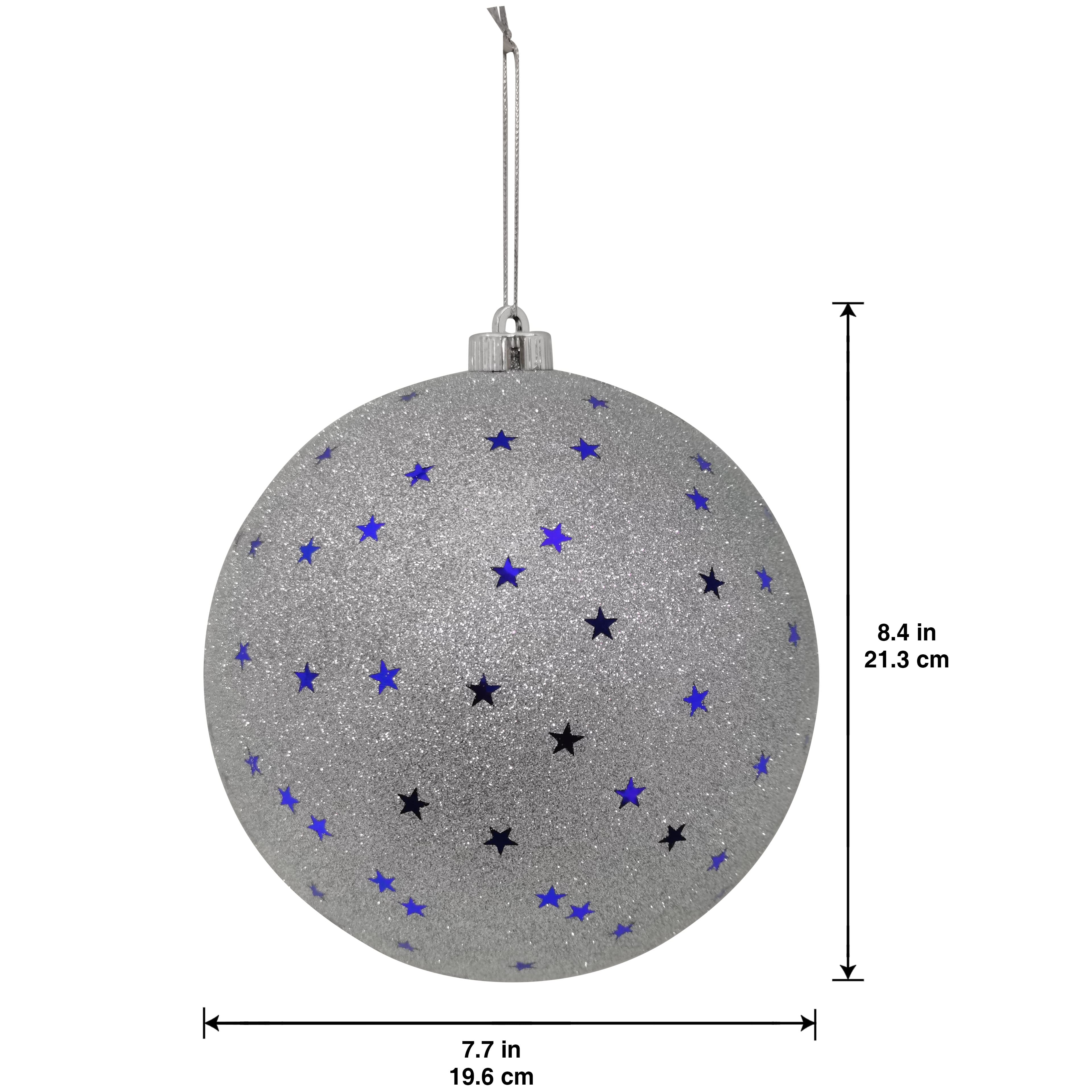 7.75" Silver Glitter & Blue Star Sequin Ornament by Celebrate It™