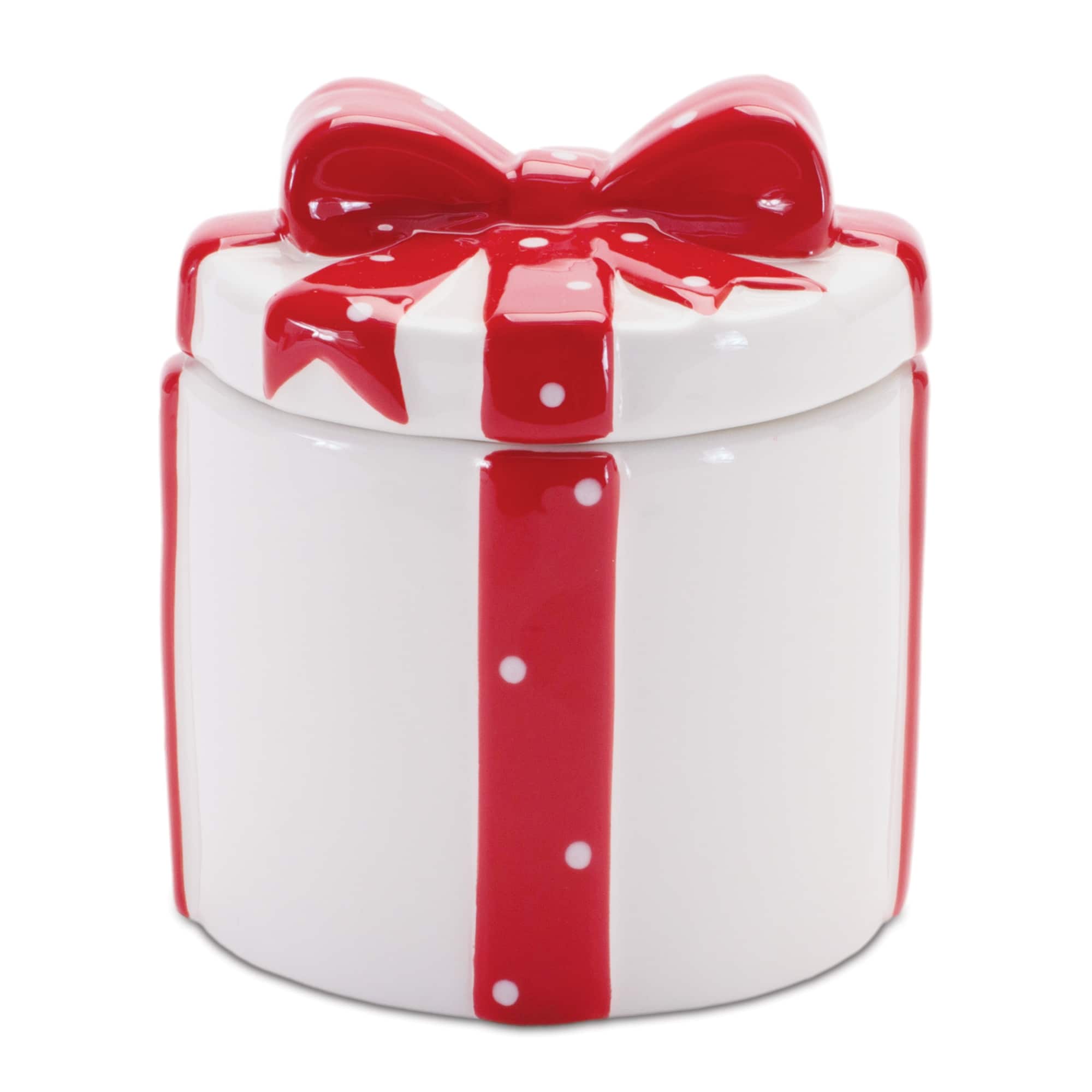 Melrose Red & White Ceramic Gift Box Containers with Red Bow Set