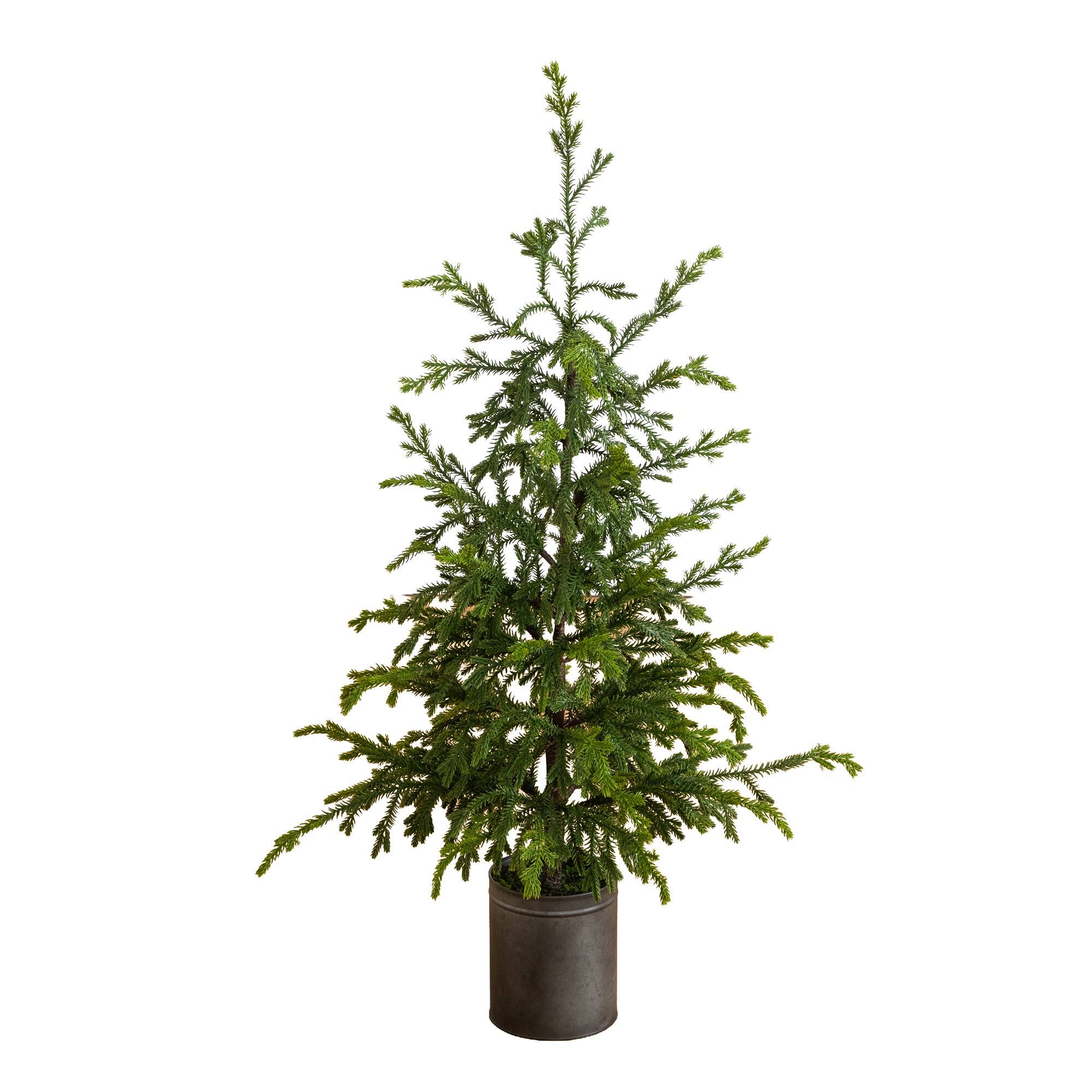 Nearly Natural 38" Unlit Artificial Real Touch Natural Look Norfolk Island Pine in Tin Planter