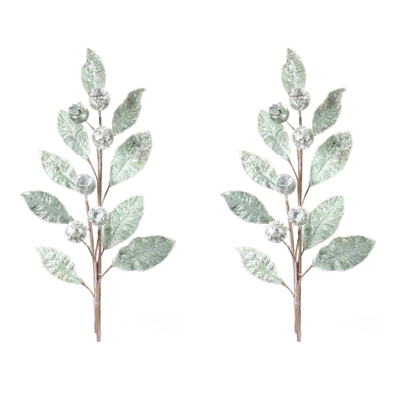 Glittered Pod Leaf Spray, 2ct.