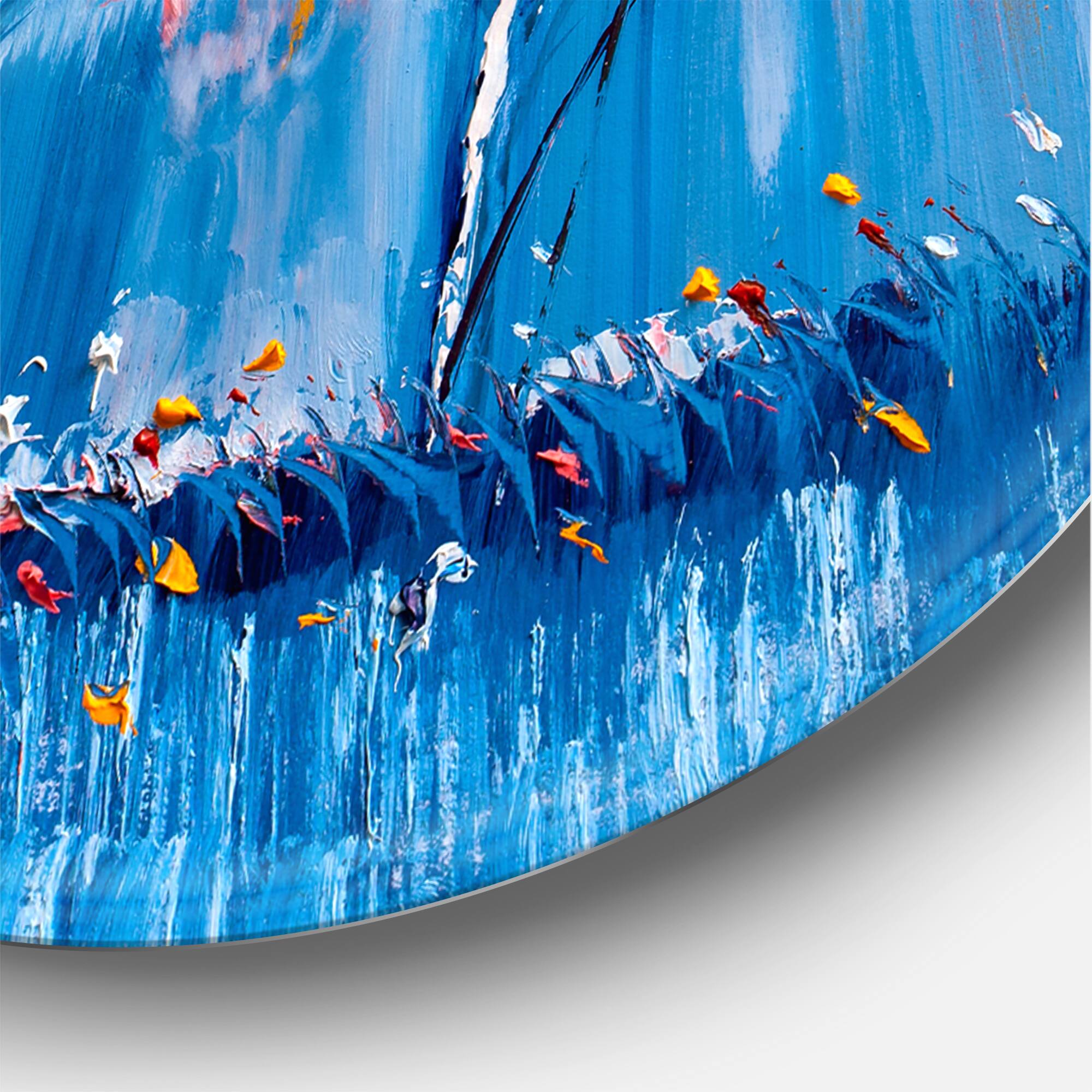 Designart - Colourful Trees Impressionist Landscape III - Modern Metal Circle Wall Art