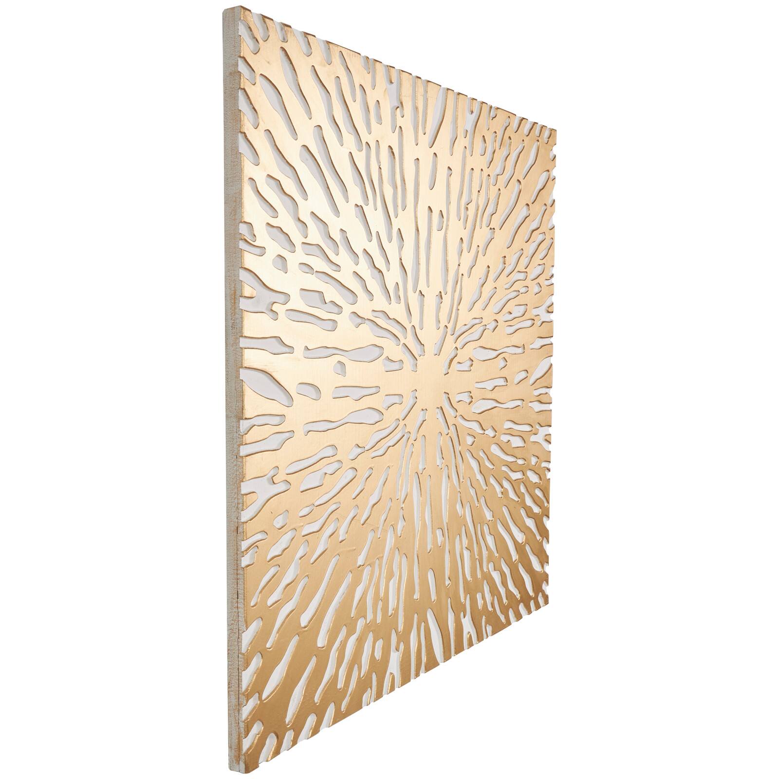 Gold & White Abstract Starburst Carved MDF Wall Décor