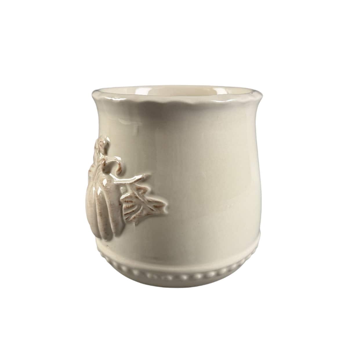 5" White Ceramic Pumpkin Pot by Ashland®