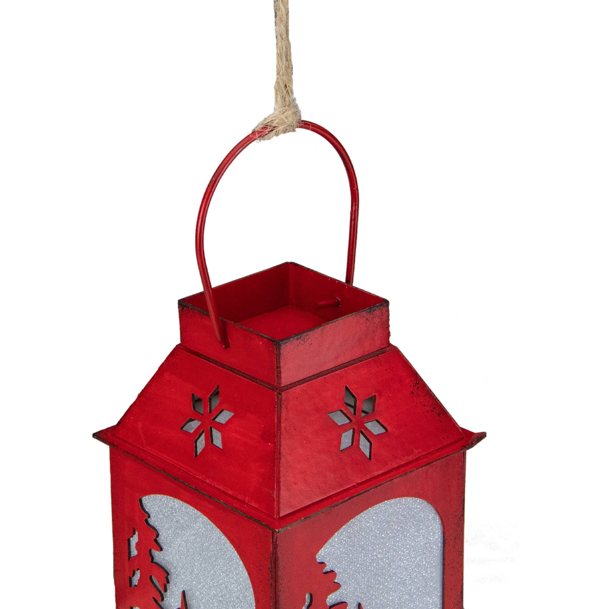 Lighted Reindeer Silhouette Lantern Christmas Ornament - 5.5" - Red