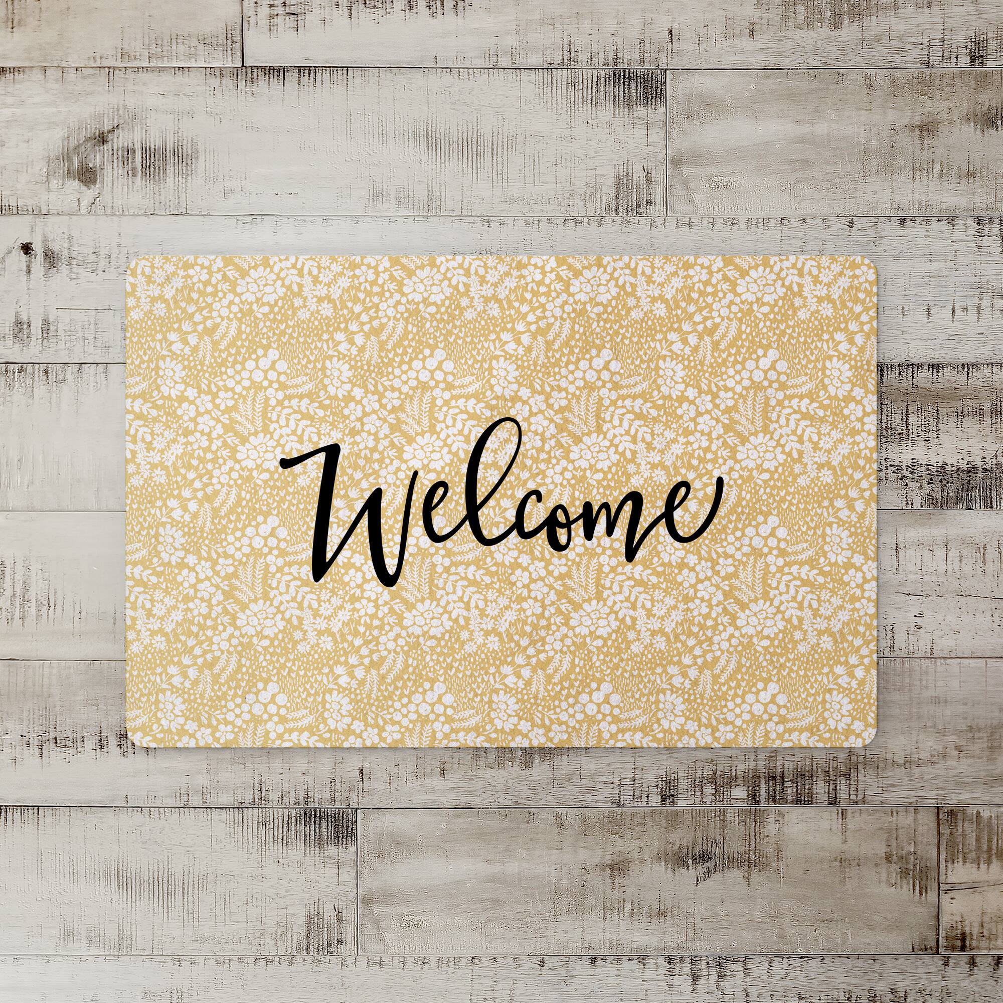 Welcome Dainty Floral Floor Mat