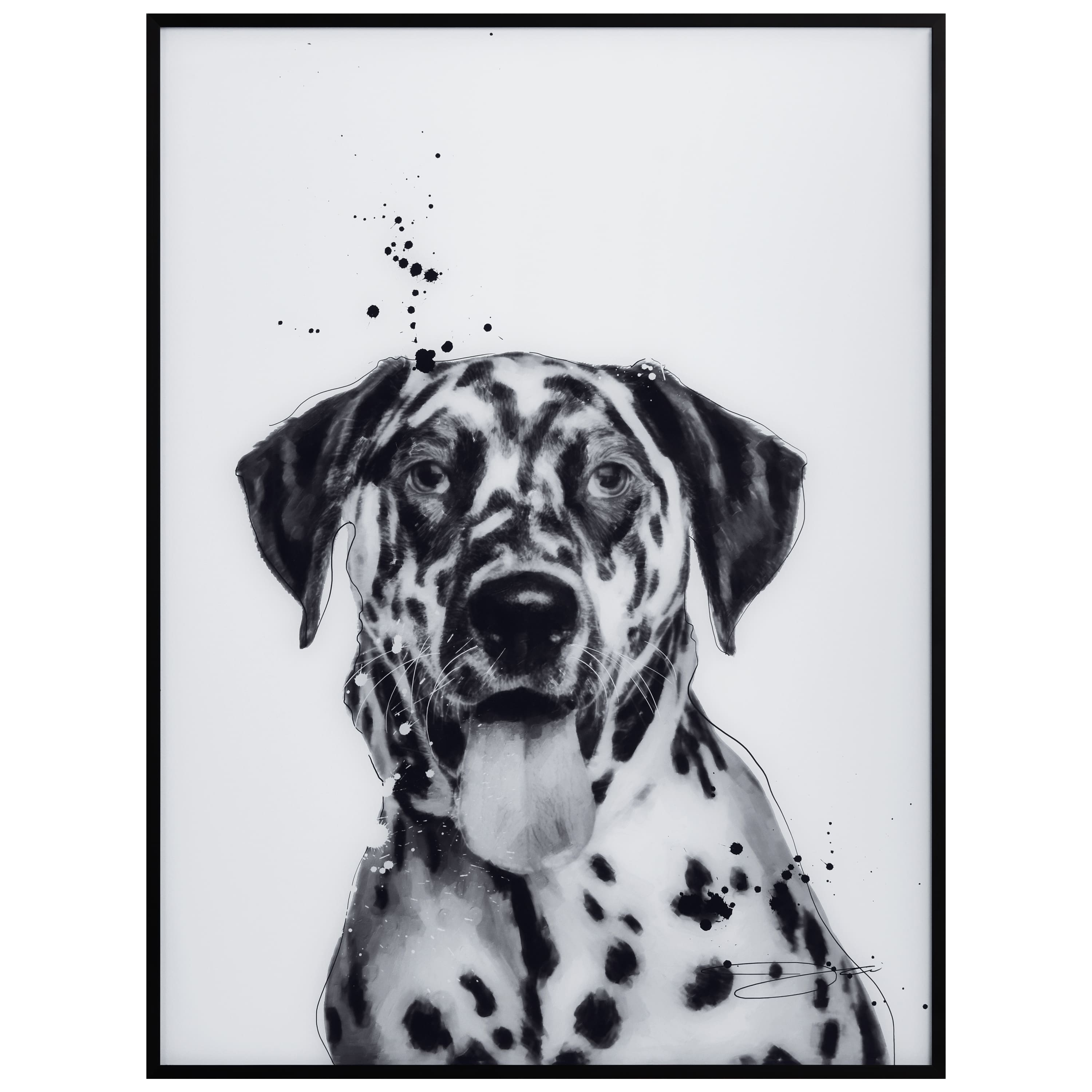 Empire Art Direct 24" x 18" Black & White Dalmatian Pet Wall Art Glass Black Frame