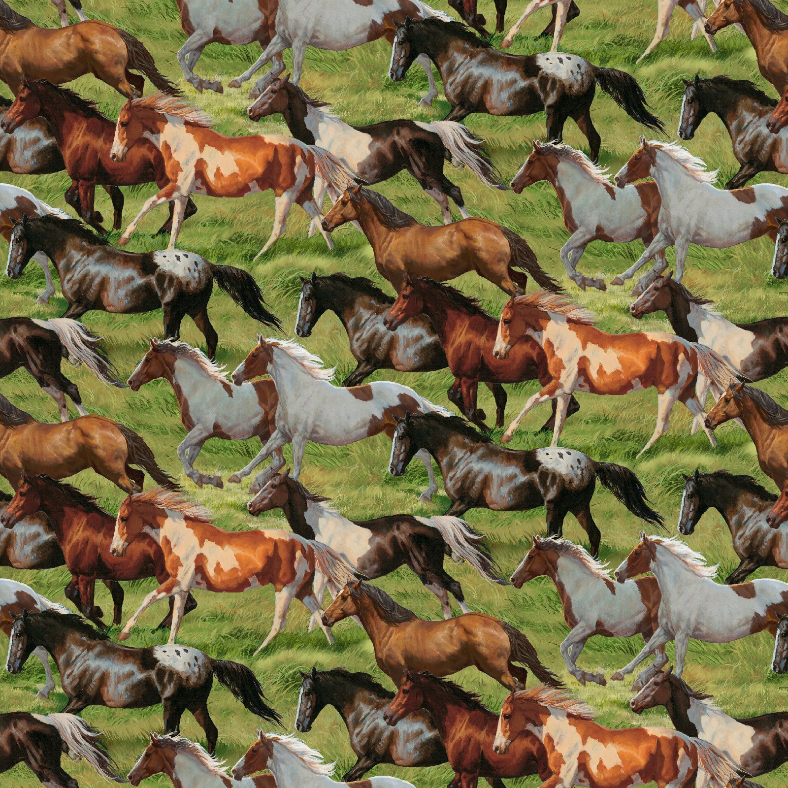 Wild Wings Horses Running Free Cotton Fabric