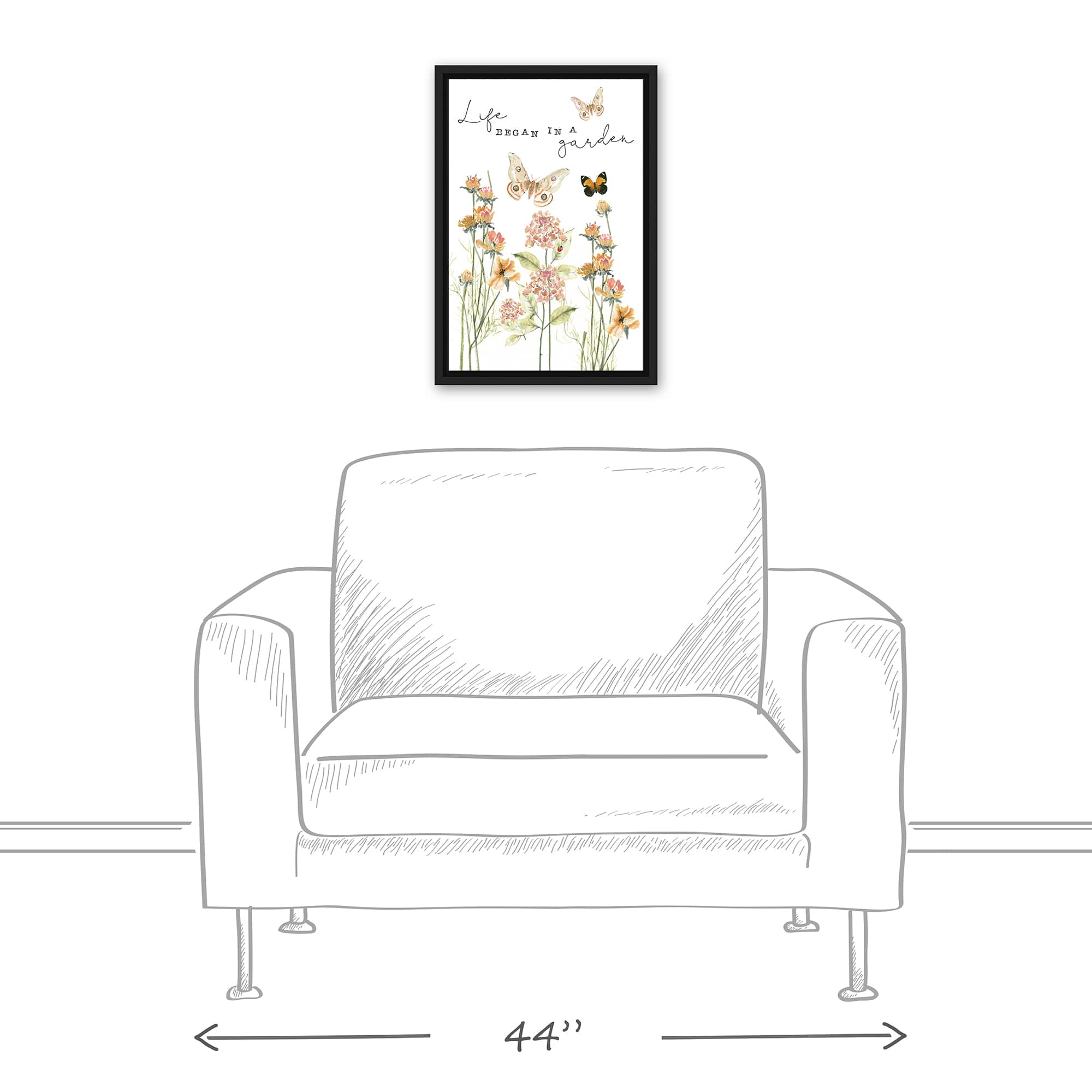 Life Began in a Garden White Floating Framed Canvas Wall Art