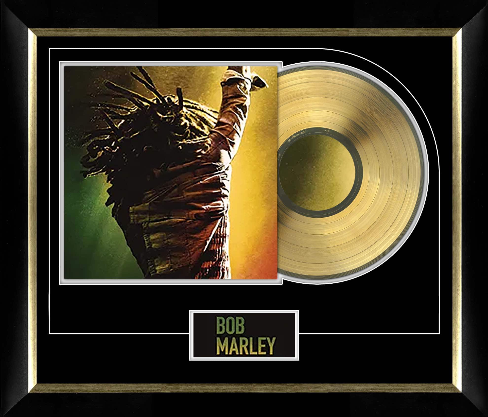 Bob Marley One Love Music Cover Framed with Gold Vinyl 28" x 24"