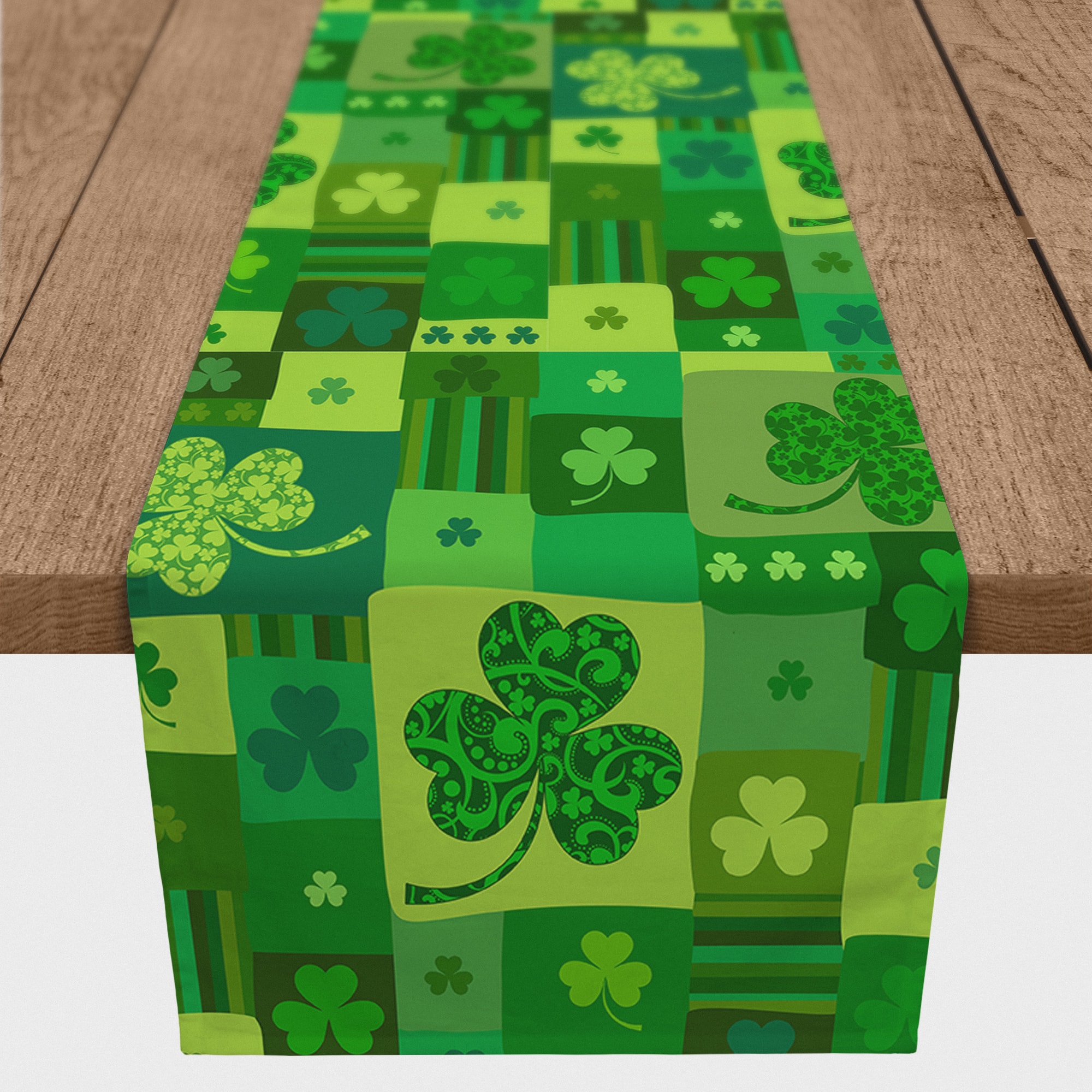 St. Patrick's Day Clover Patchwork Twill Table Runner