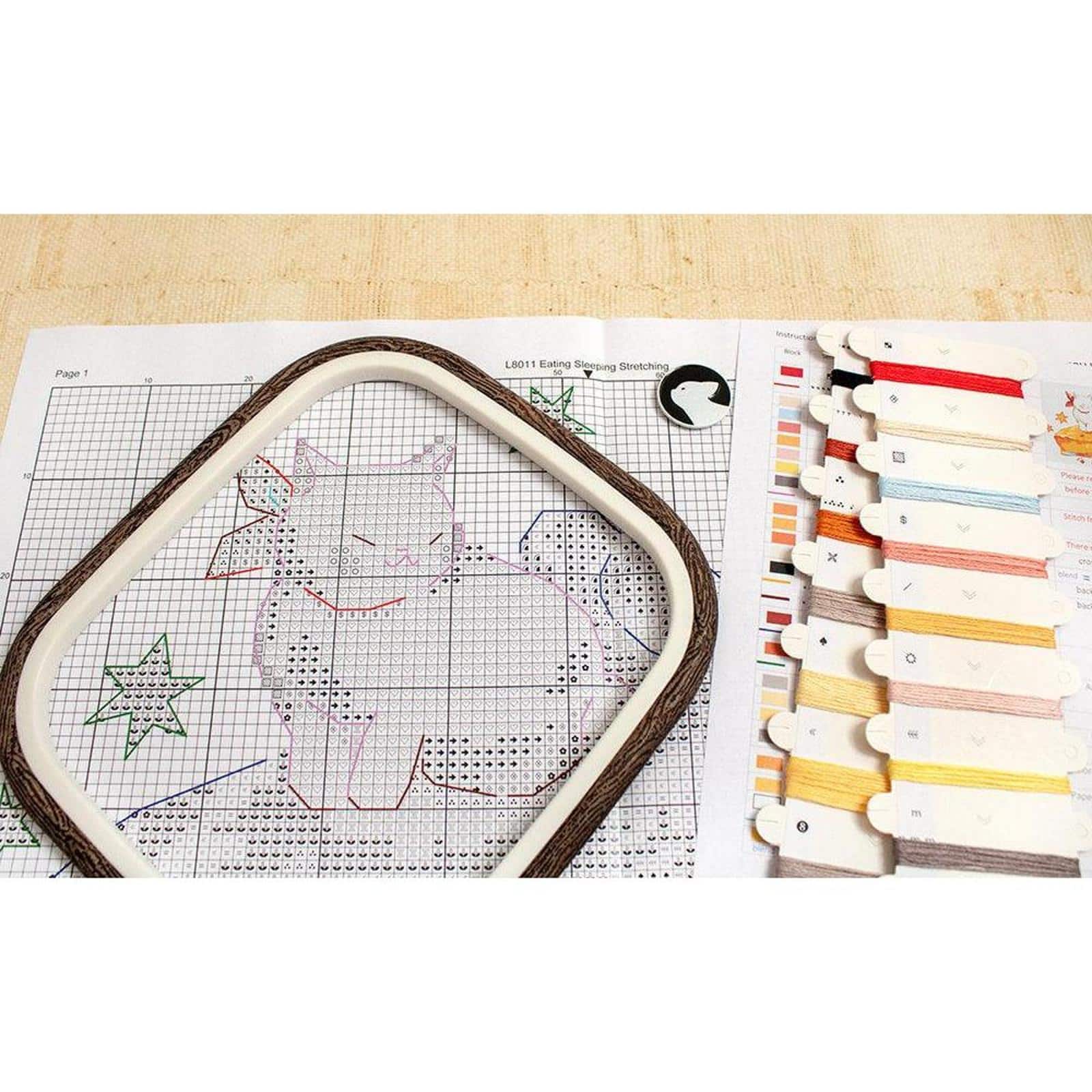 LetiStitch Eating Sleeping Stretching Counted Cross Stitch Kit