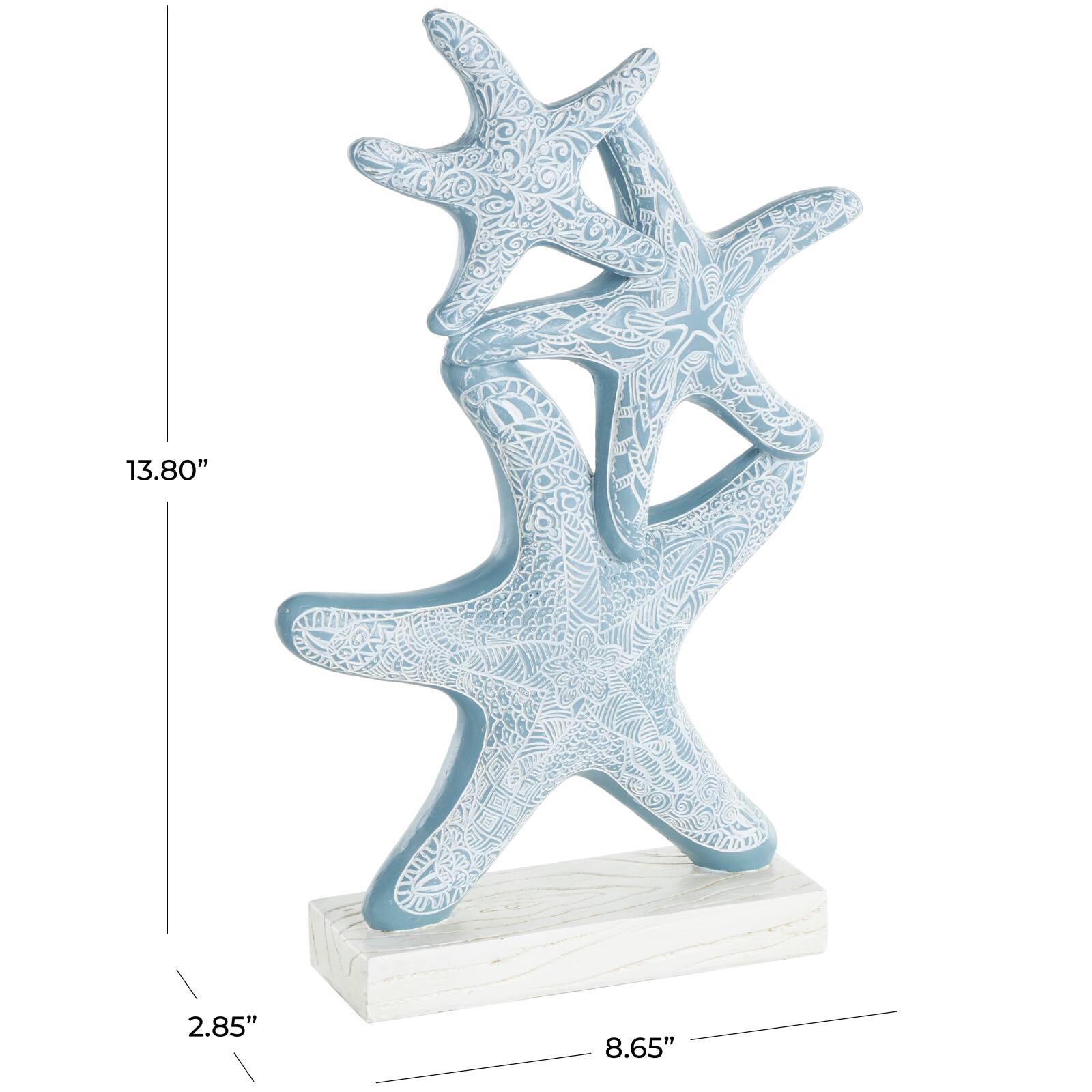 14" Blue Starfish Stacked Sculpture