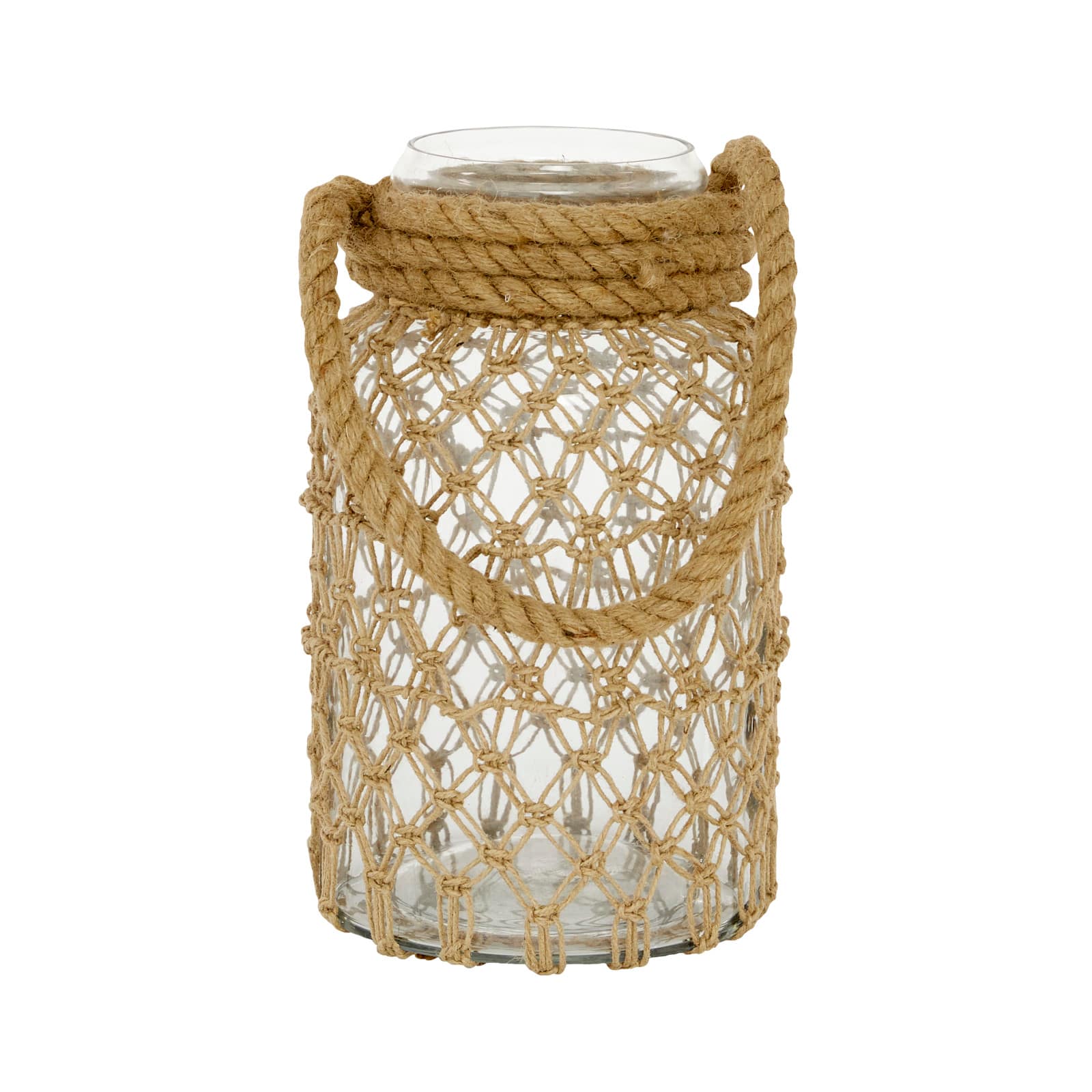 Brown Glass Coastal Lantern, 12" x 7" x 8"