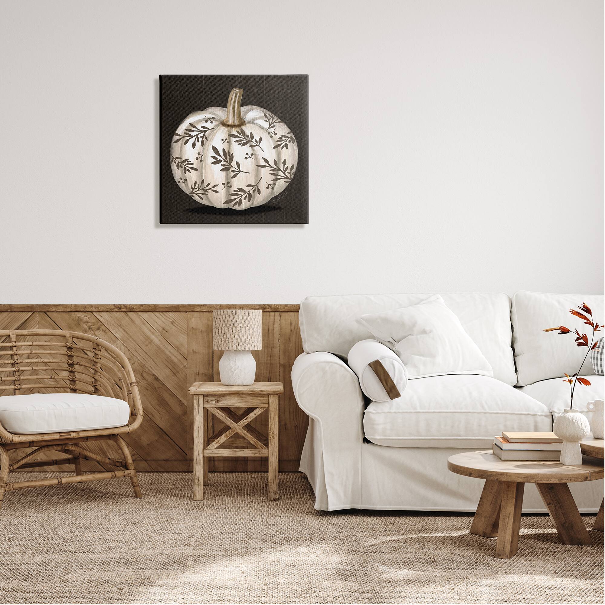 Stupell Industries Leaf Patterned Fall Pumpkin Canvas Wall Art