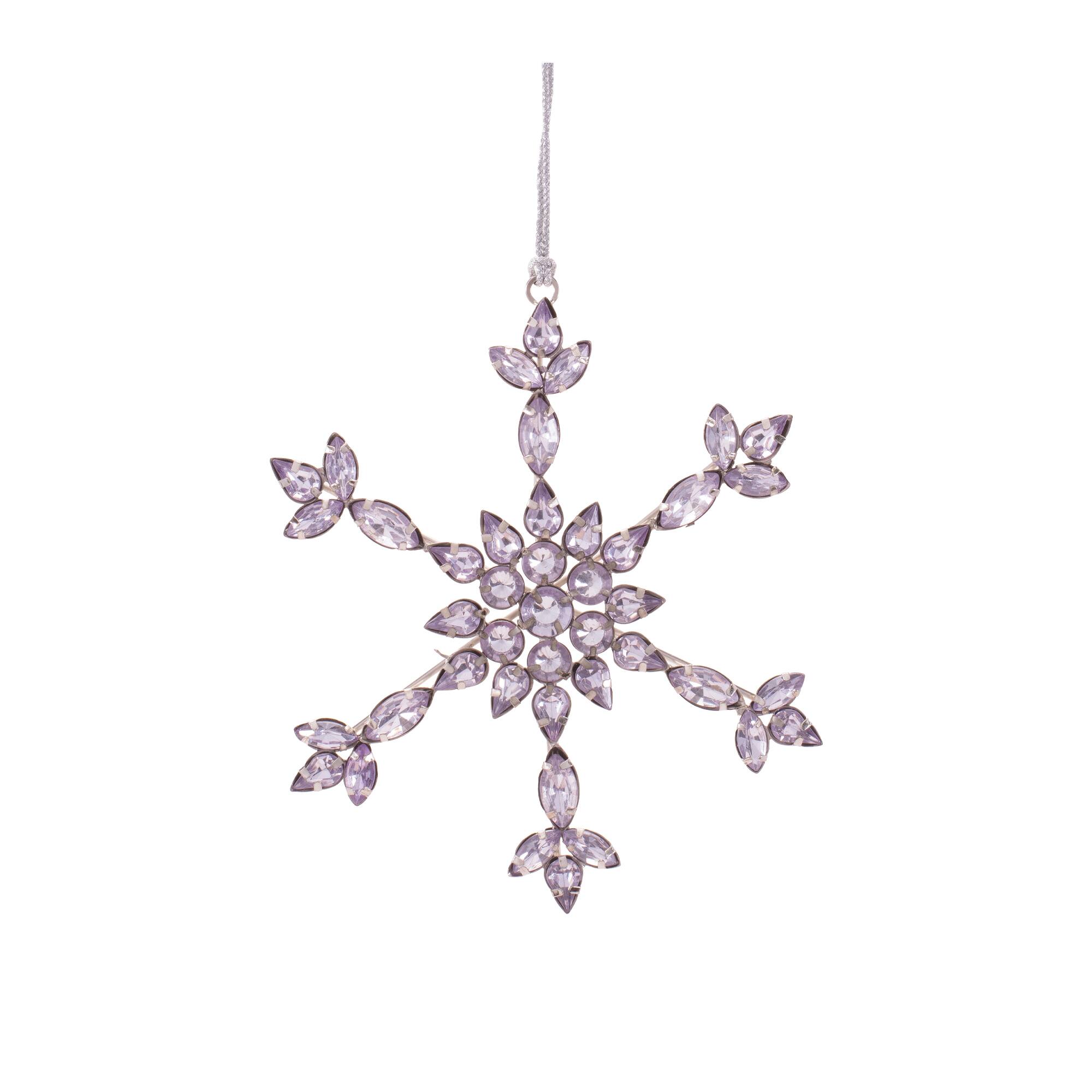 Melrose Purple Snowflake Jewel Ornaments Set