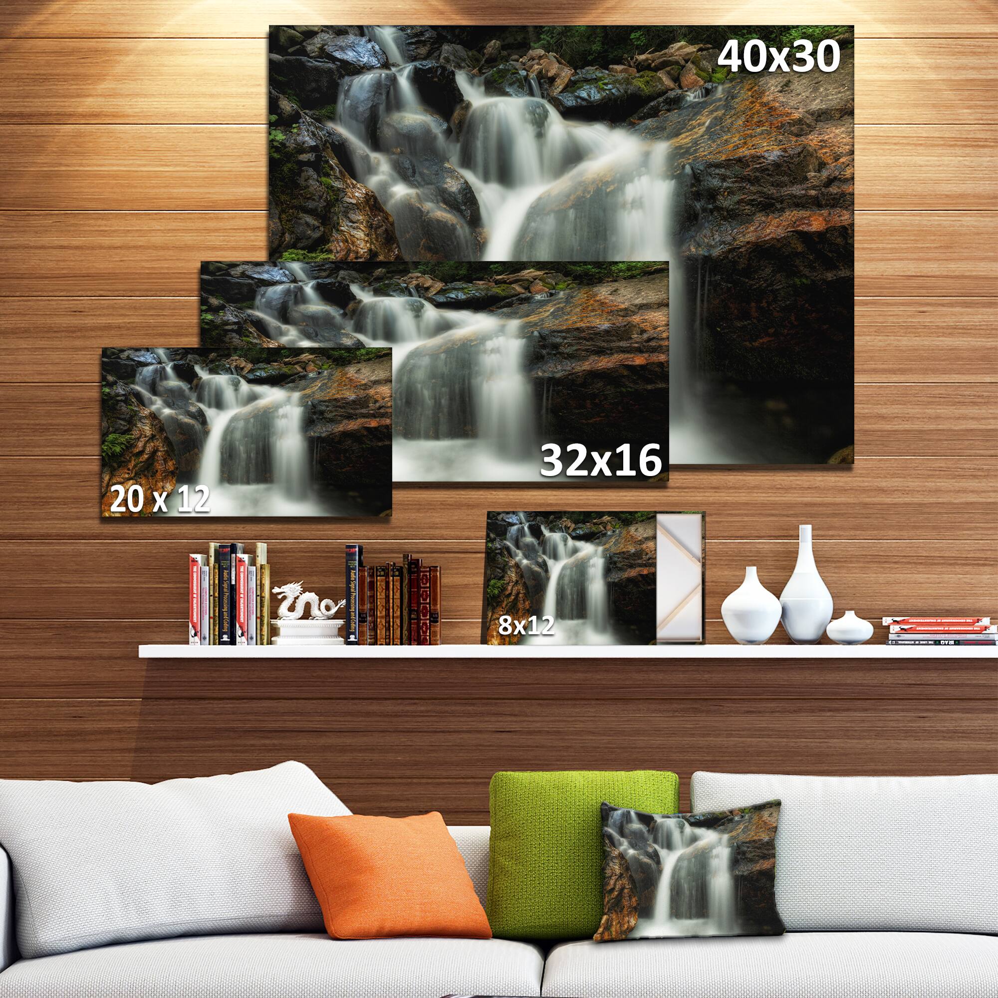 Designart - Slow Motion Waterfall on Rocks