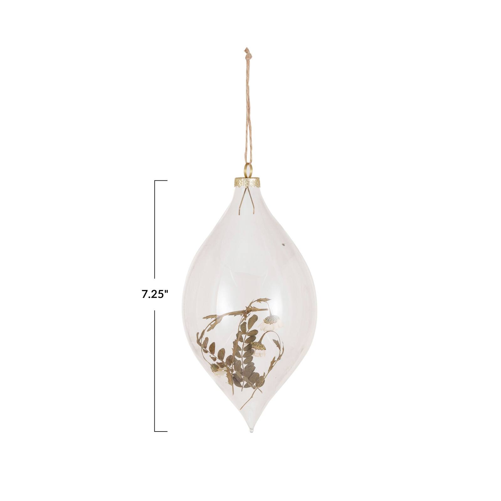 Hello Honey® 7.5" Clear Glass Finial Ornament with Dried Botanicals