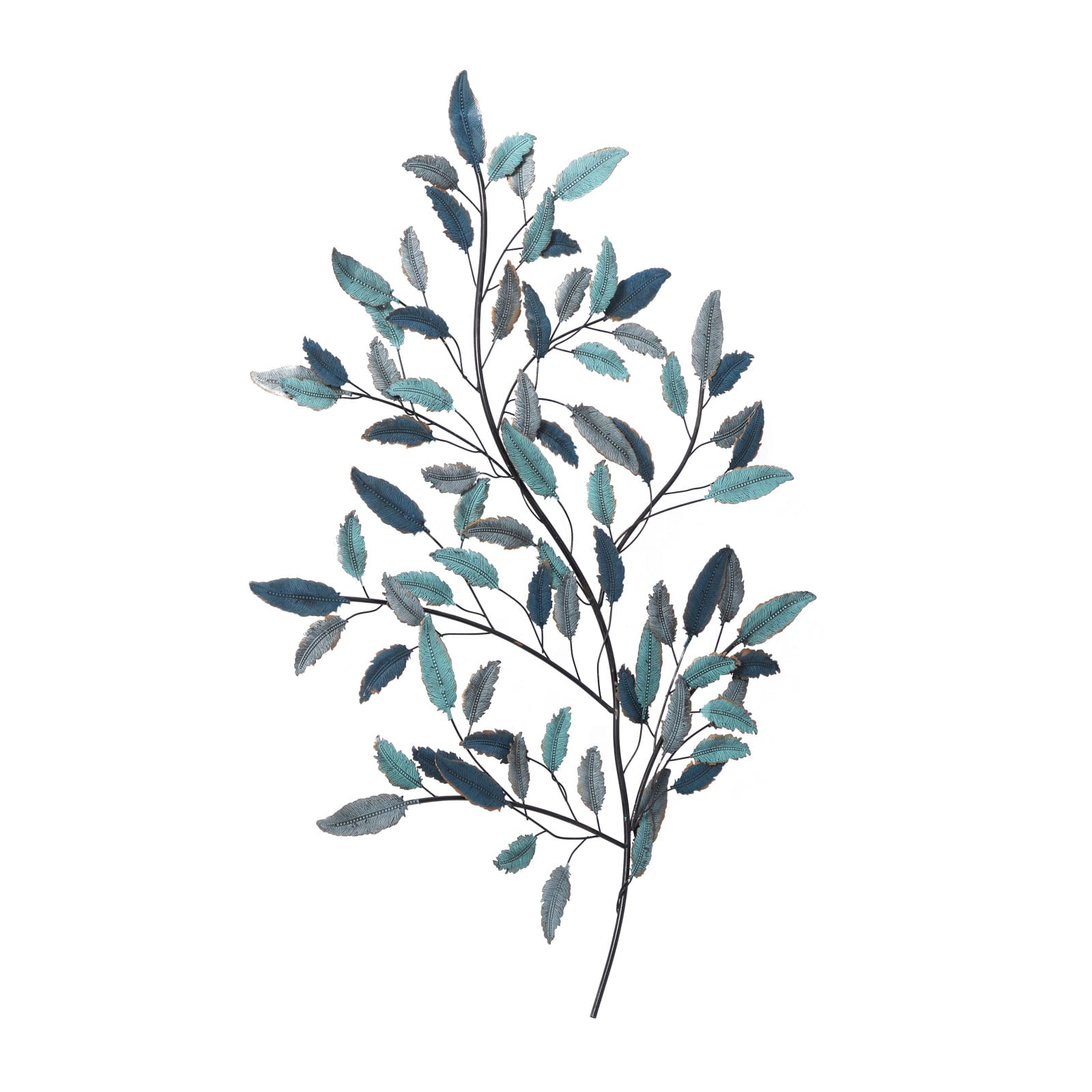 Blue Metal Leaf Traditional Wall Decor