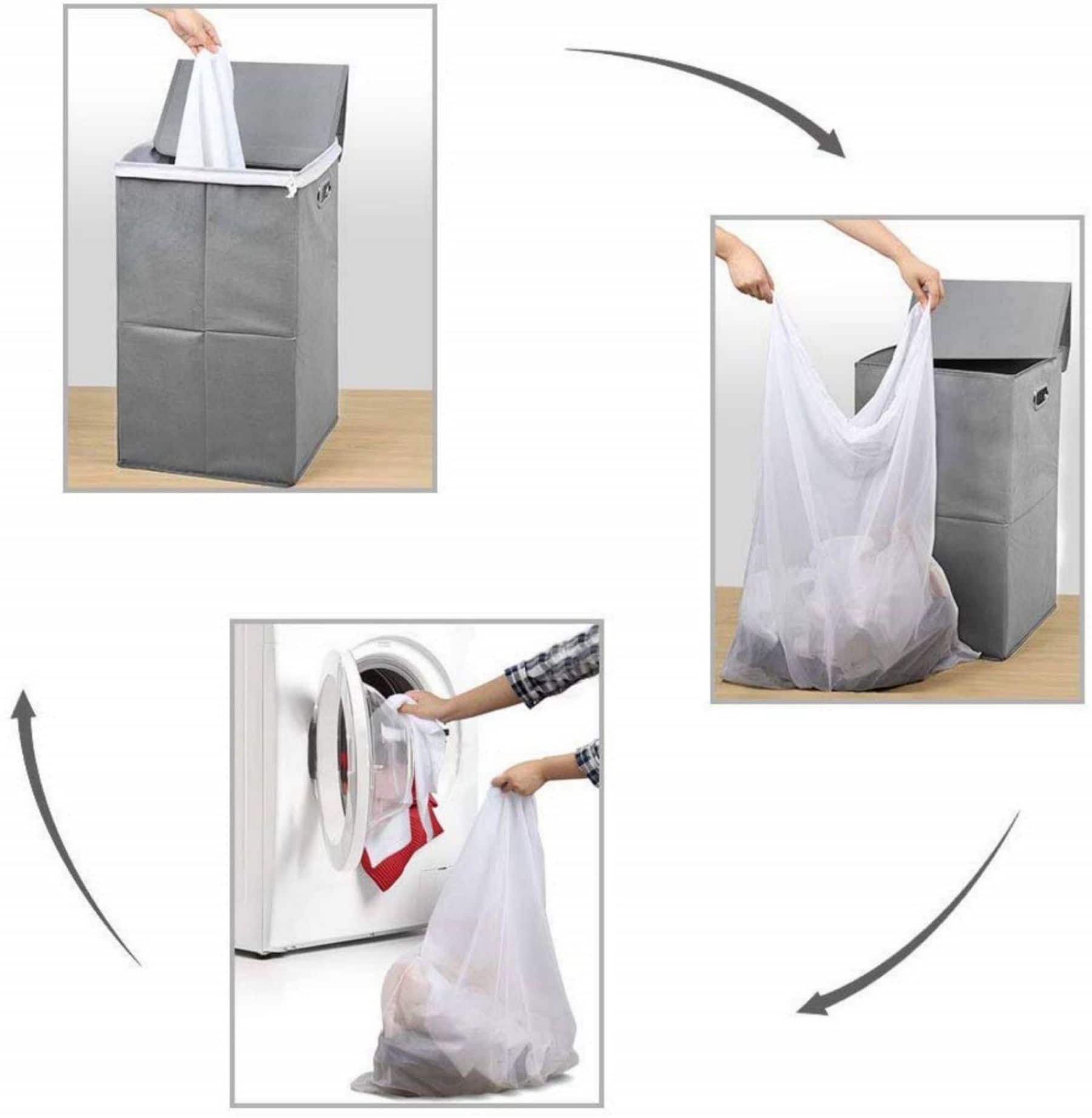 NEX™ Foldable Single Hamper Basket with Lid & Removable Liner