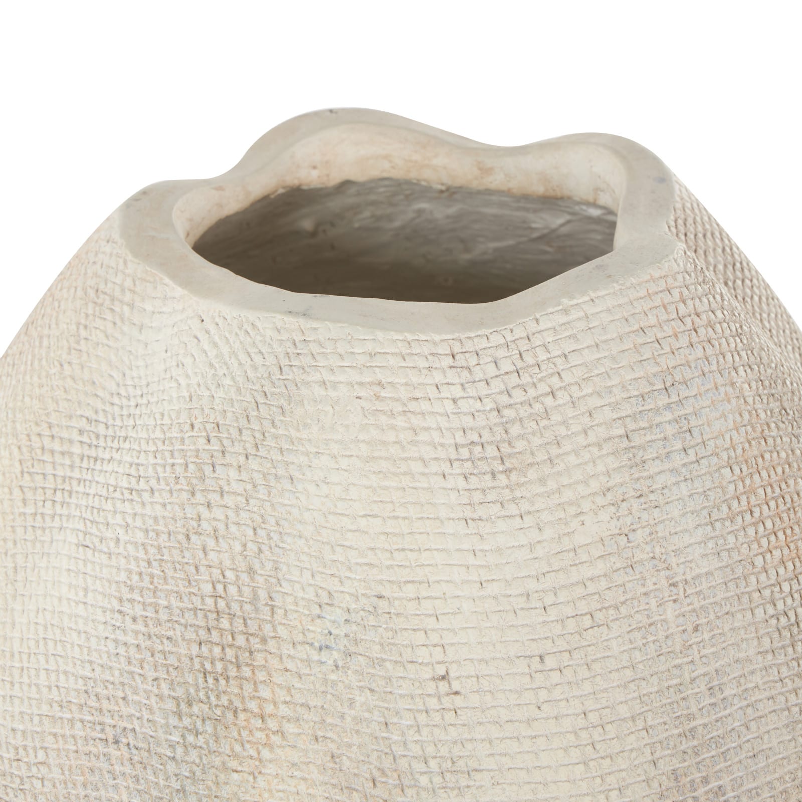 17" Cream Checkered Patterns Magnesium Oxide Decorative Vase