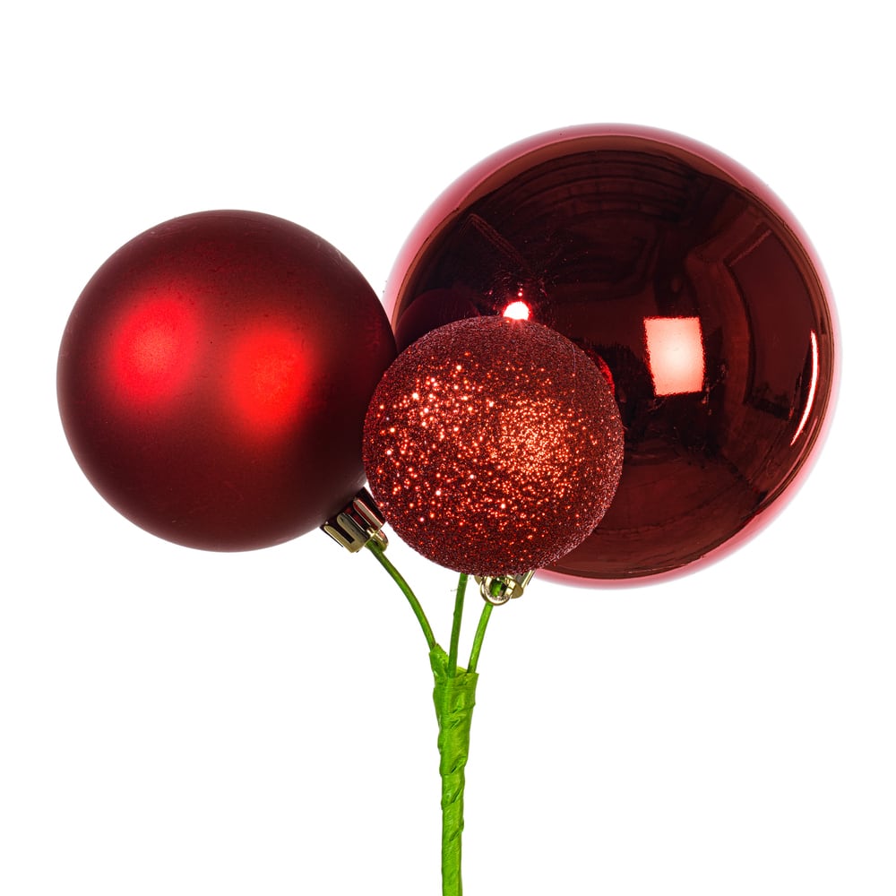 Vickerman 18" Ball Ornament Christmas Picks, 3ct.