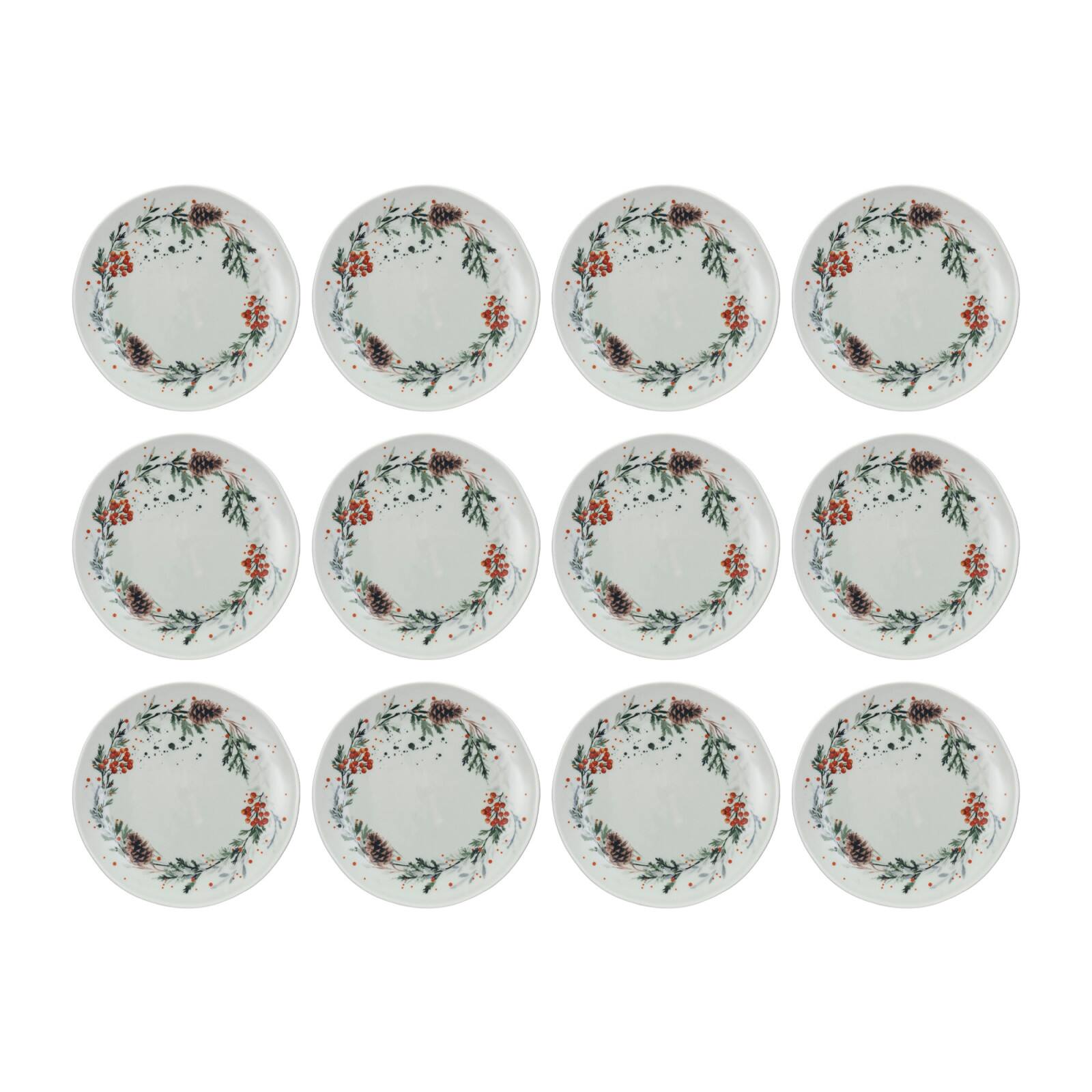 Hello Honey® 8" Multicolor Round Stoneware Seasonal Botanicals Plates, 12ct.
