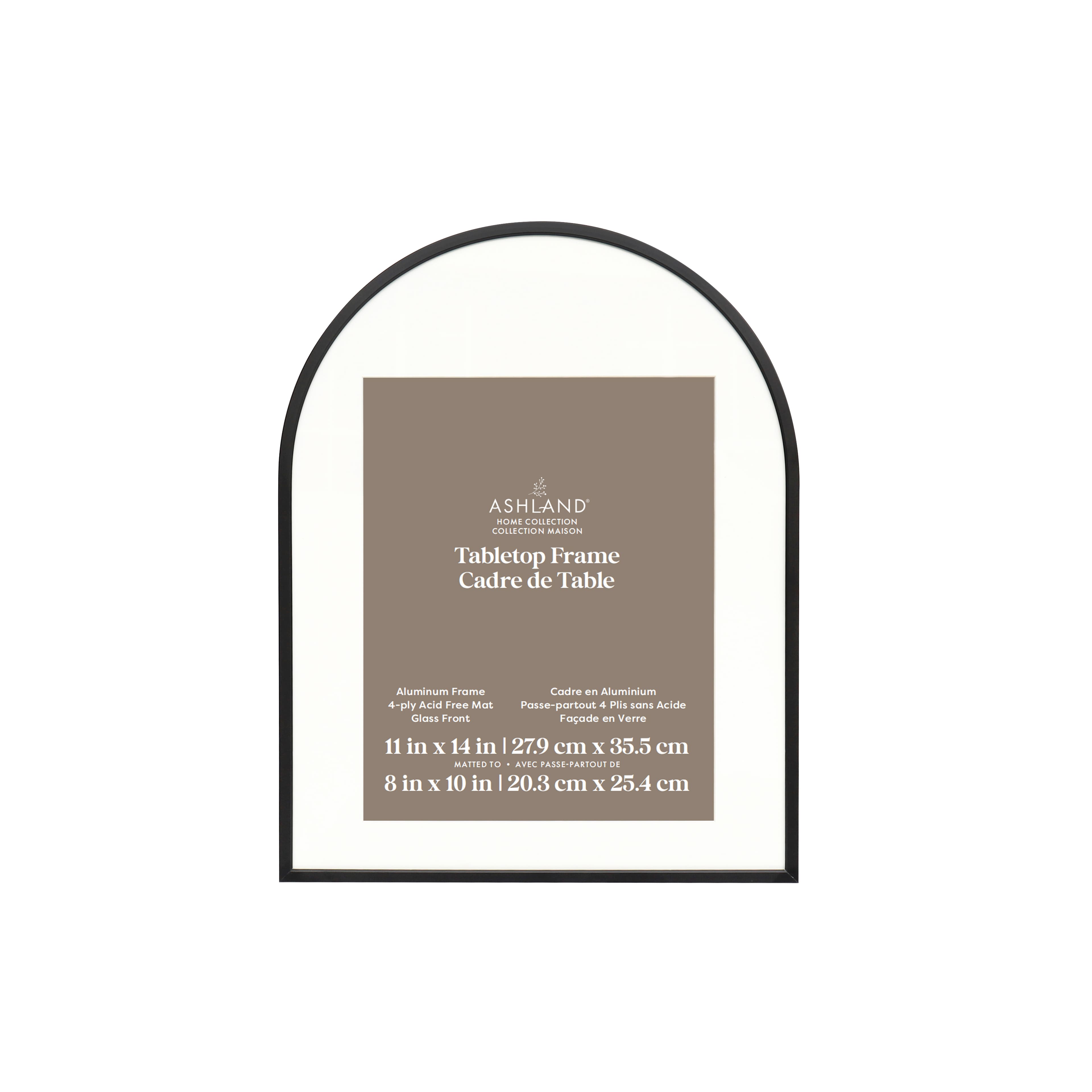 Home 8" x 10" Black Aluminum Arch Tabletop Frame with Mat by Ashland®