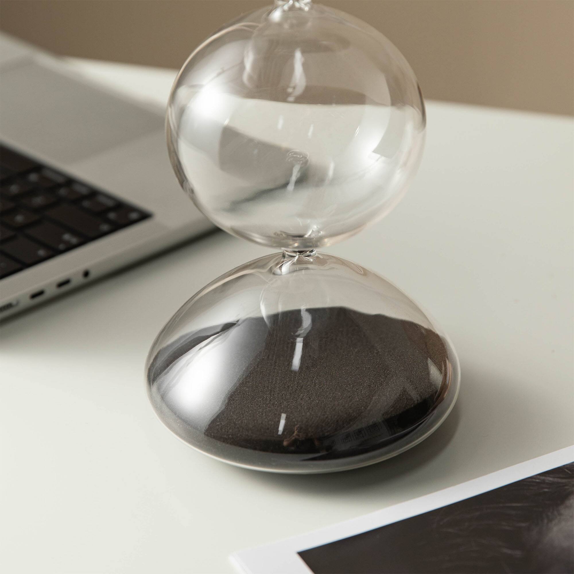 Glitzhome® 10.25" Modern Tri-Layer Hourglass with Black Sand