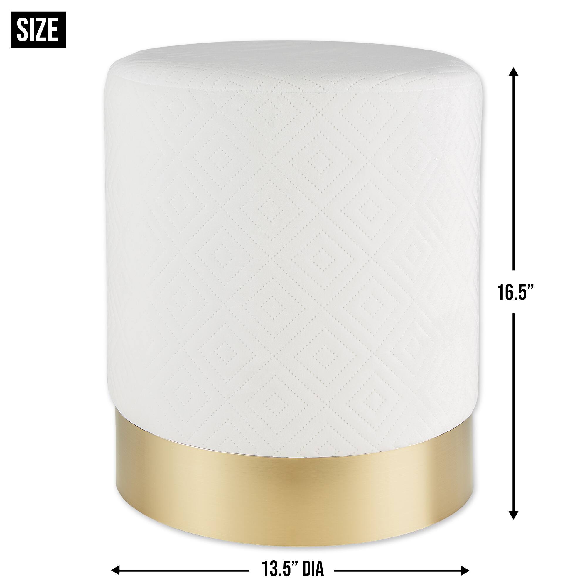 16.5" White Velvet Stool