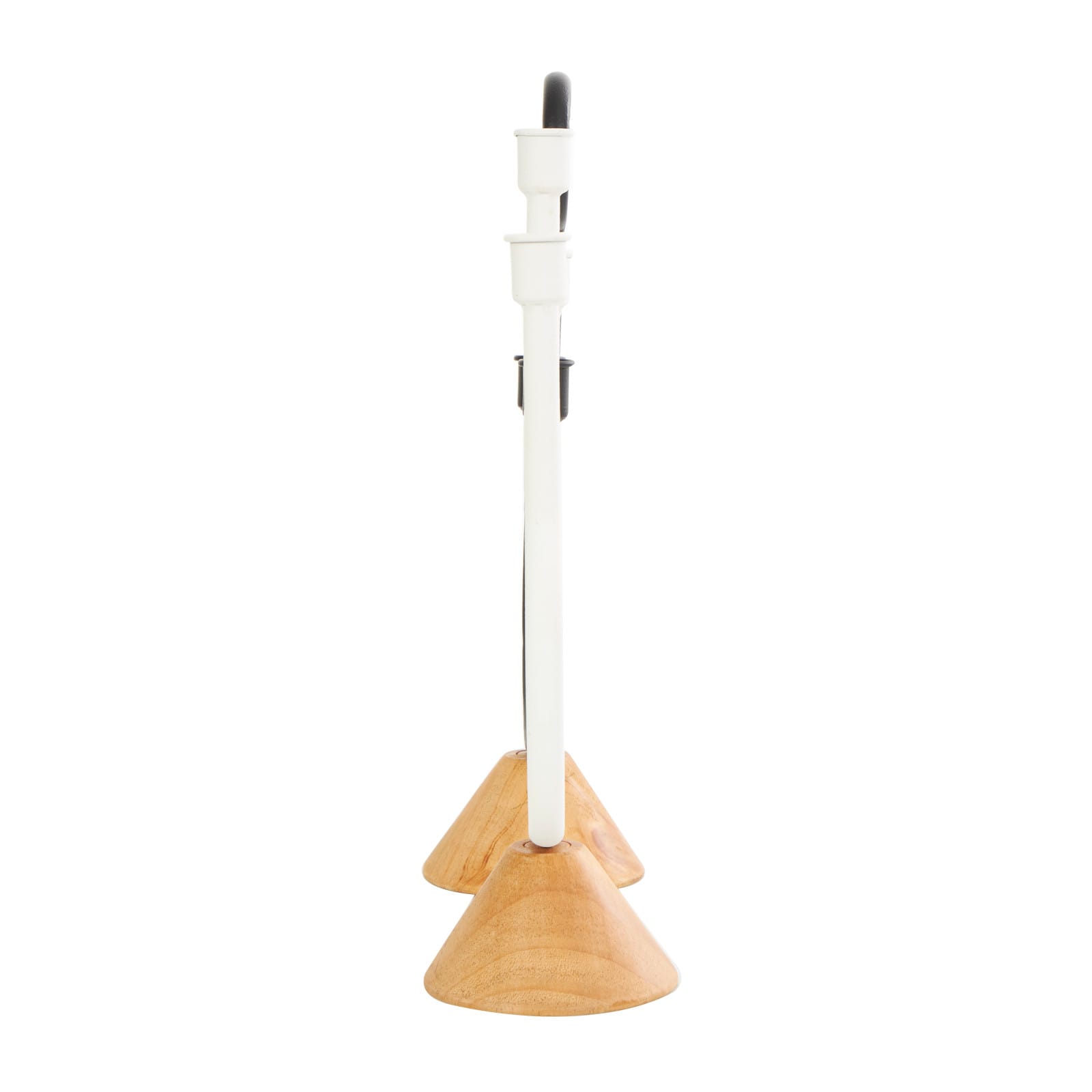 Black & White Metal Abstract Circular Ring Candle Holder with Wooden Cone Bases Set
