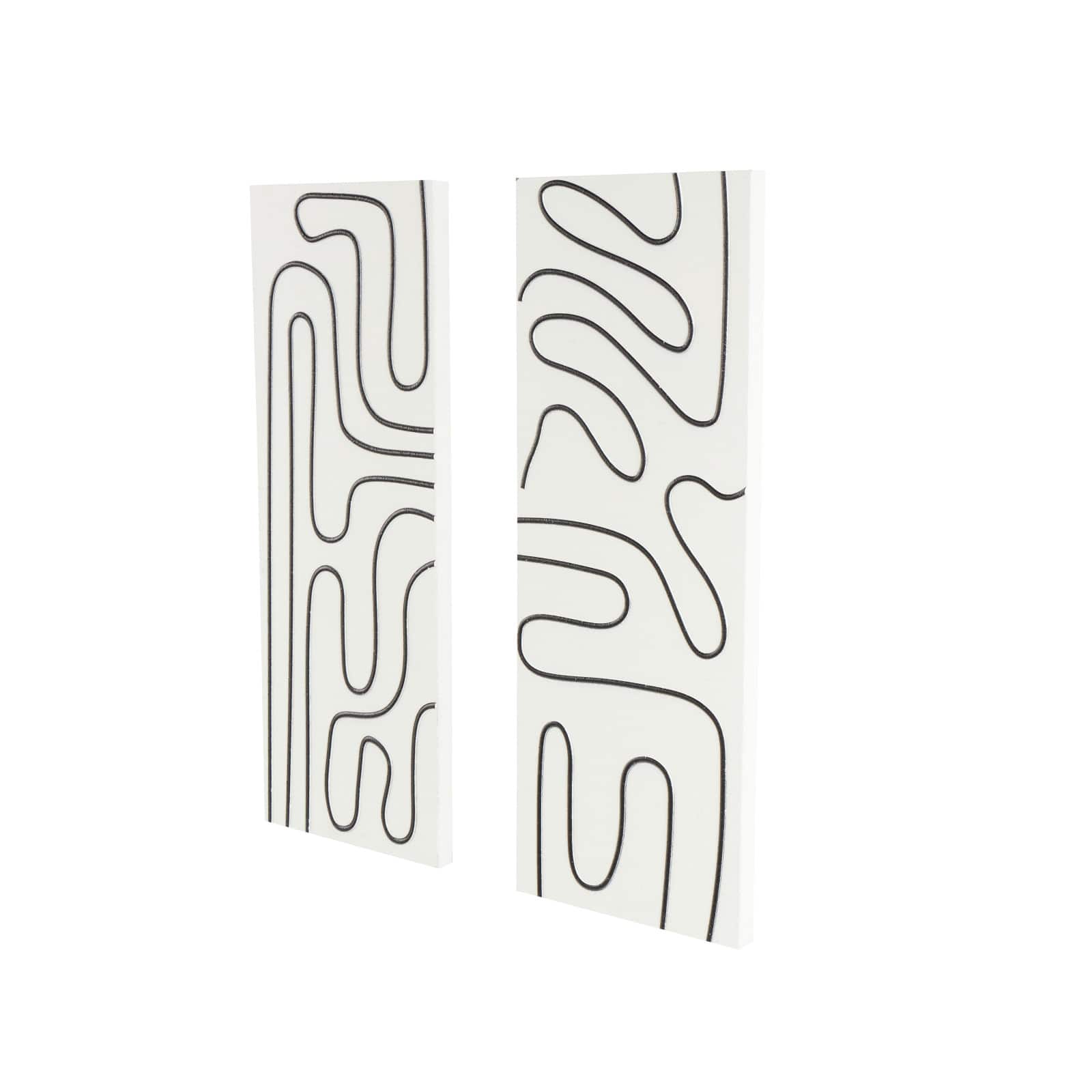 32" x 12" White Wood Geometric Wall Art Set with Black Accents