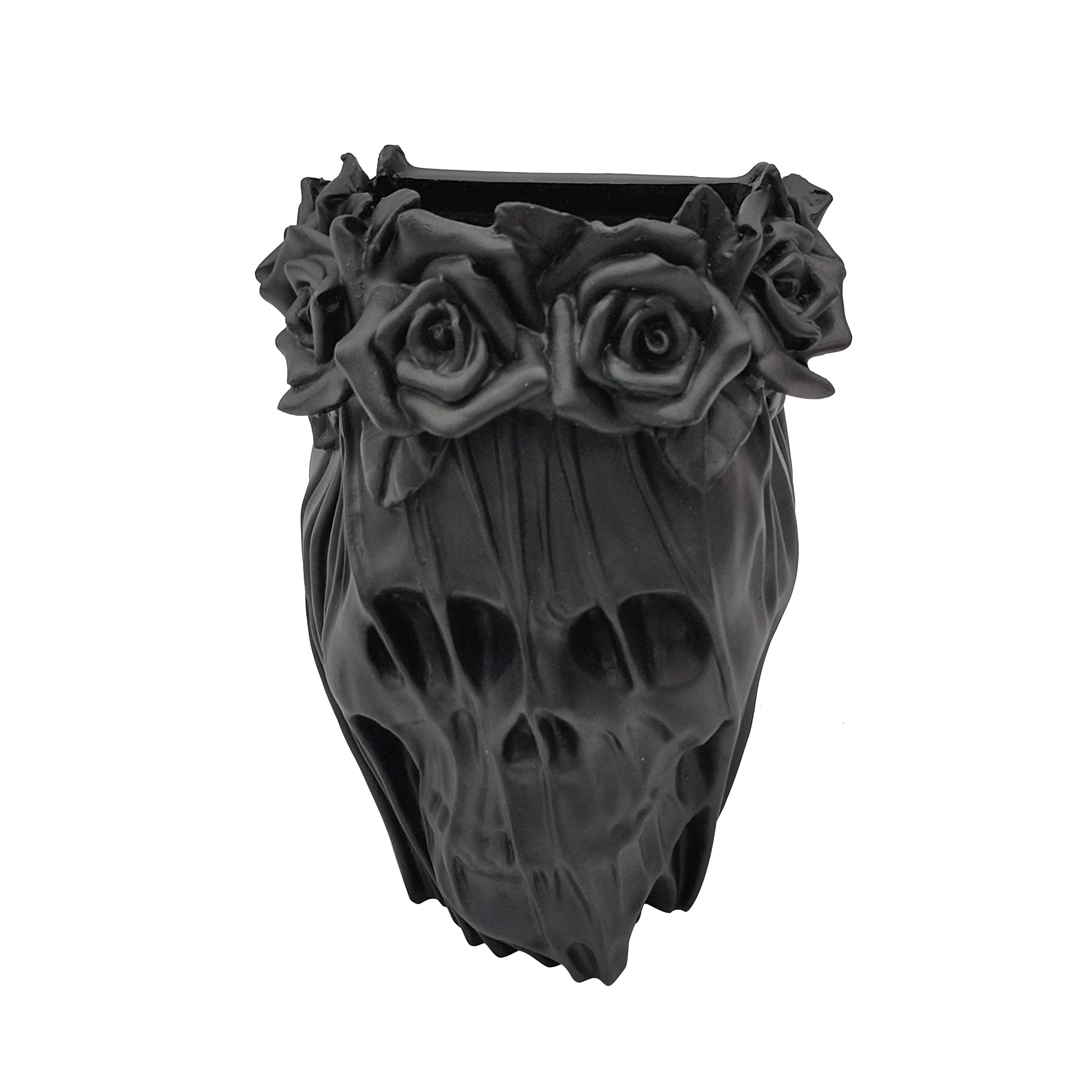 6.75" Black Skull Veil Bust Container by Ashland®