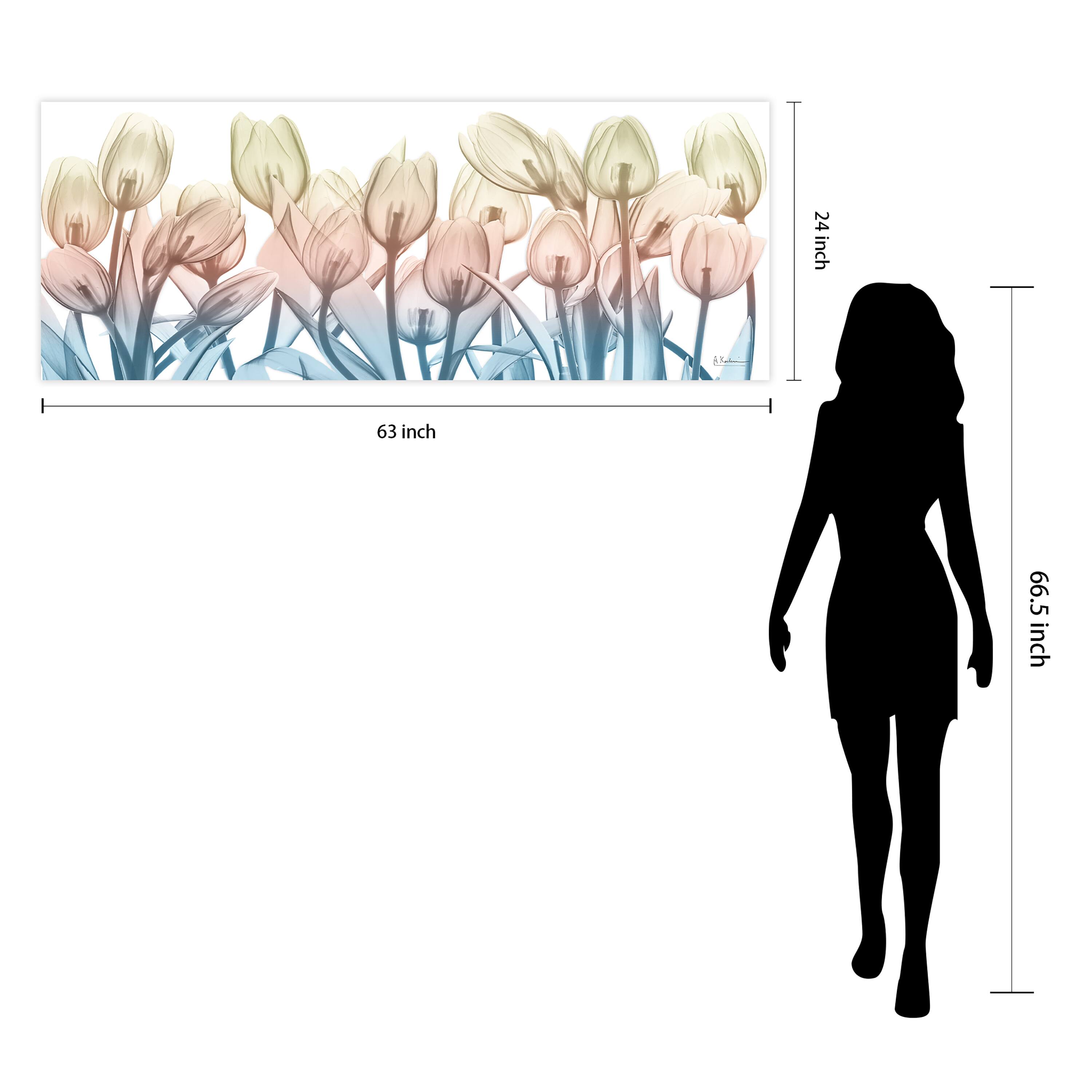 Empire Art Direct 24" x 63" Spring Blooms Frameless Free Floating Printed Tempered Glass Wall Art