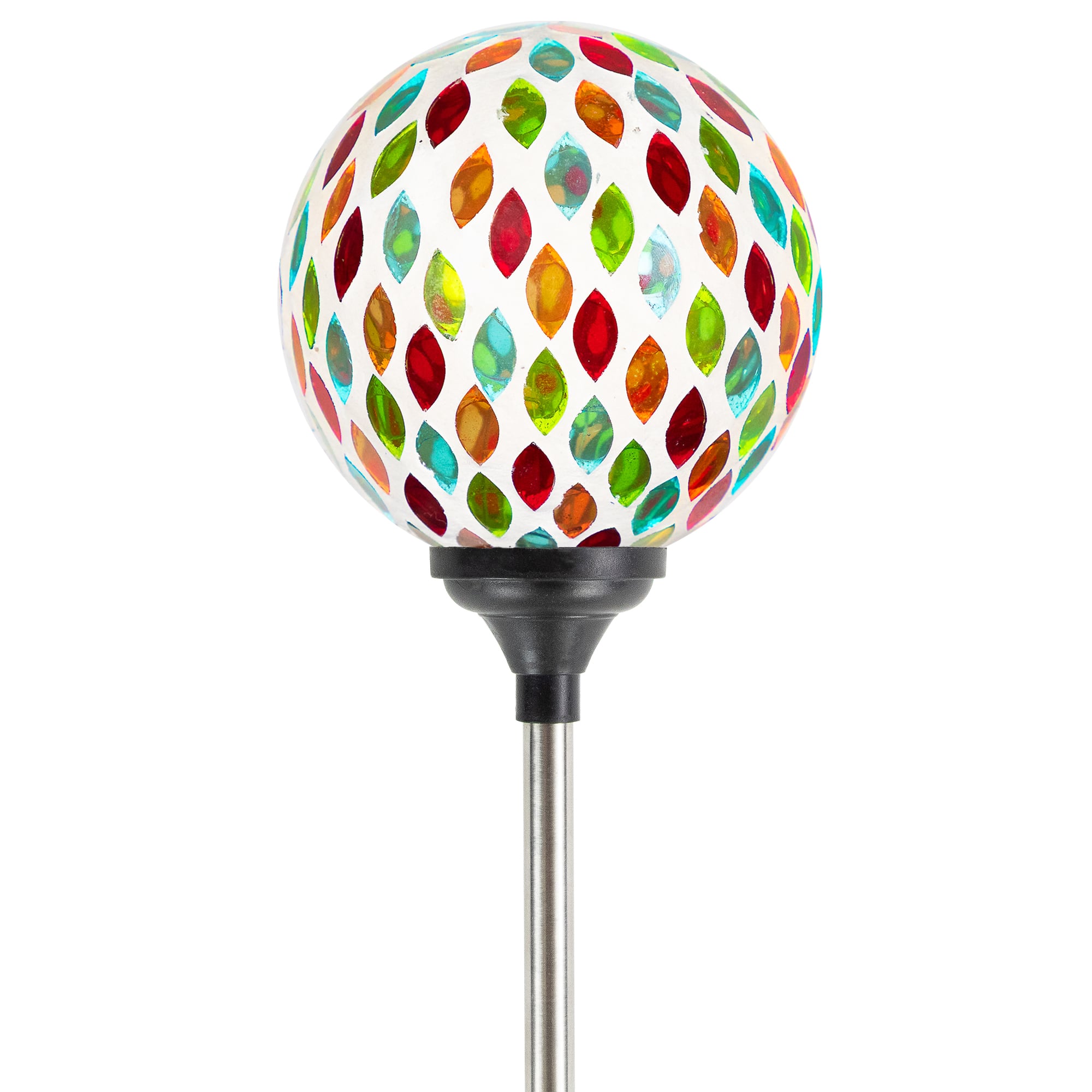 30" Mosaic Stained Glass Solar Powered LED Pathway Markers, 2ct.