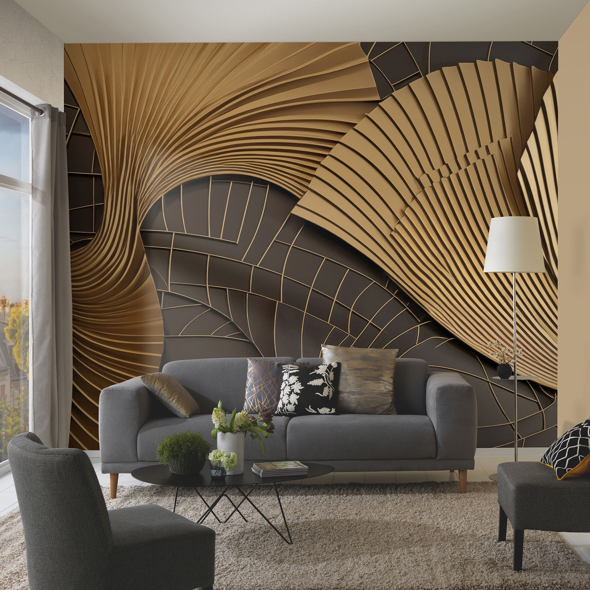Designs Direct Luness Gold Wall Mural