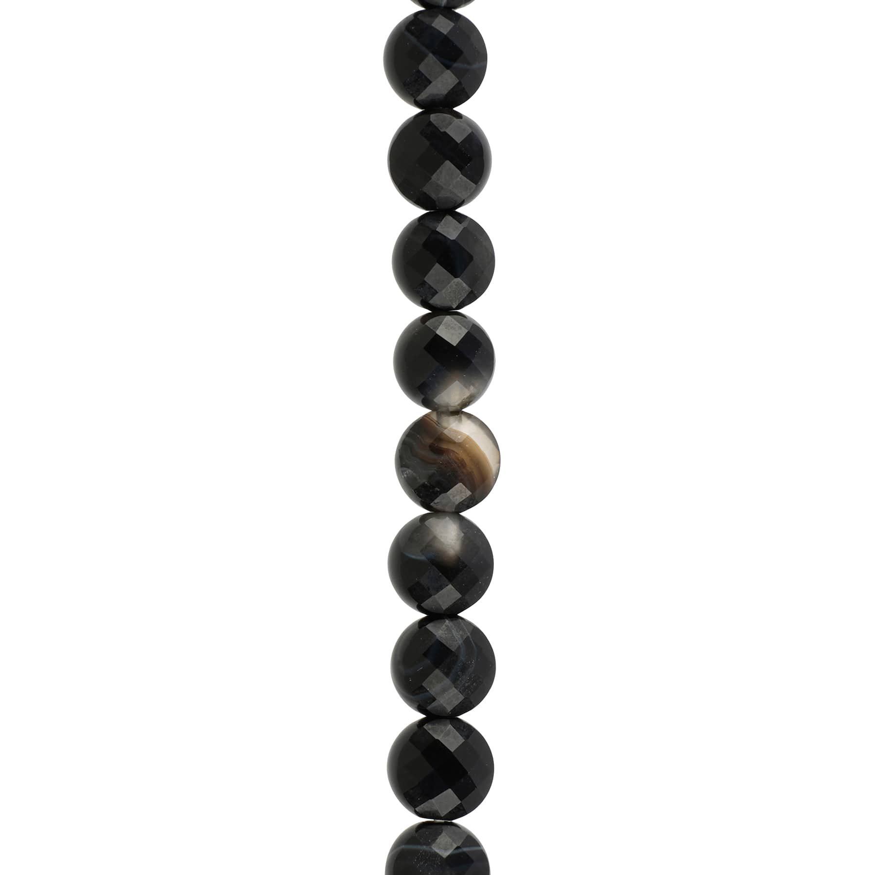 12 Pack: Black Faceted Agate Round Coin Beads by Bead Landing