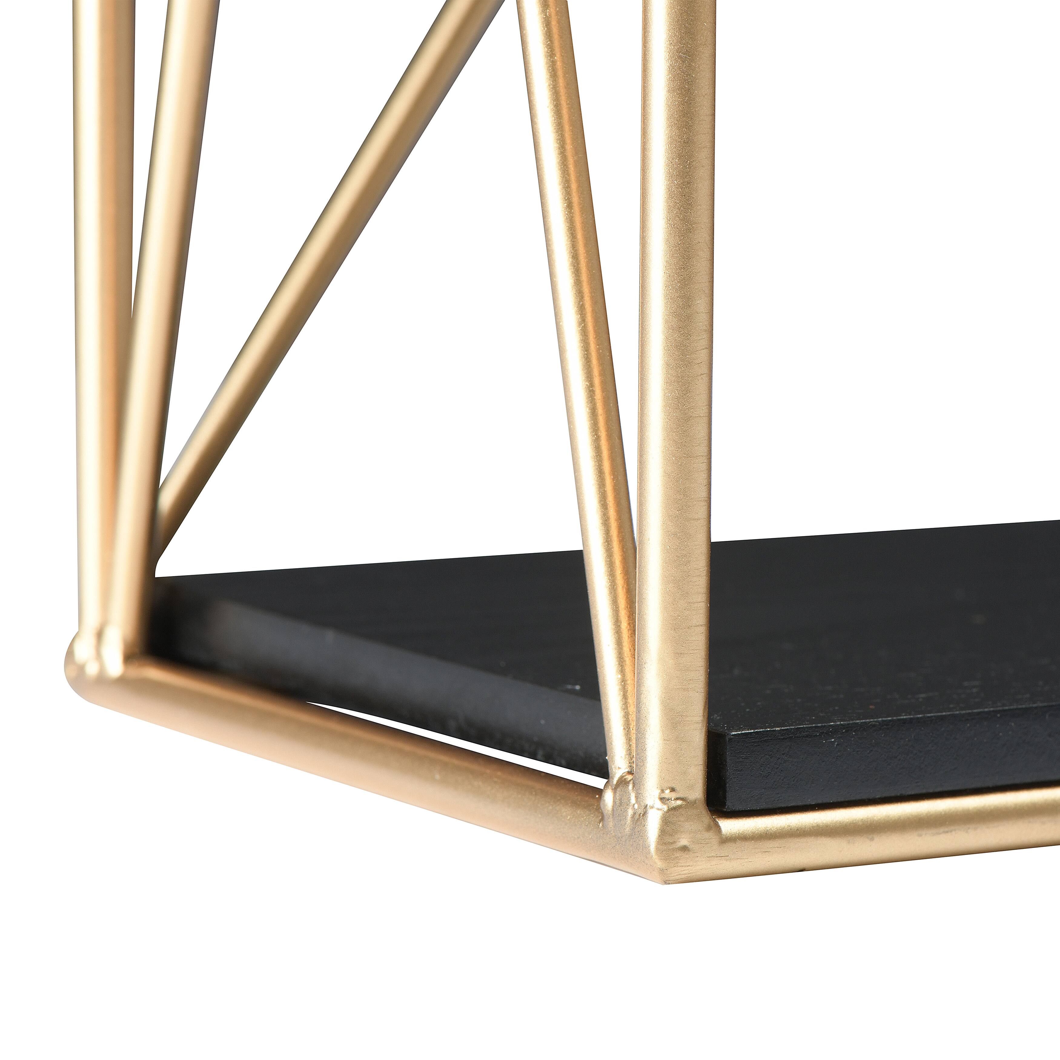 Hello Honey® 24" Wood & Gold Rectangle Wall Shelf
