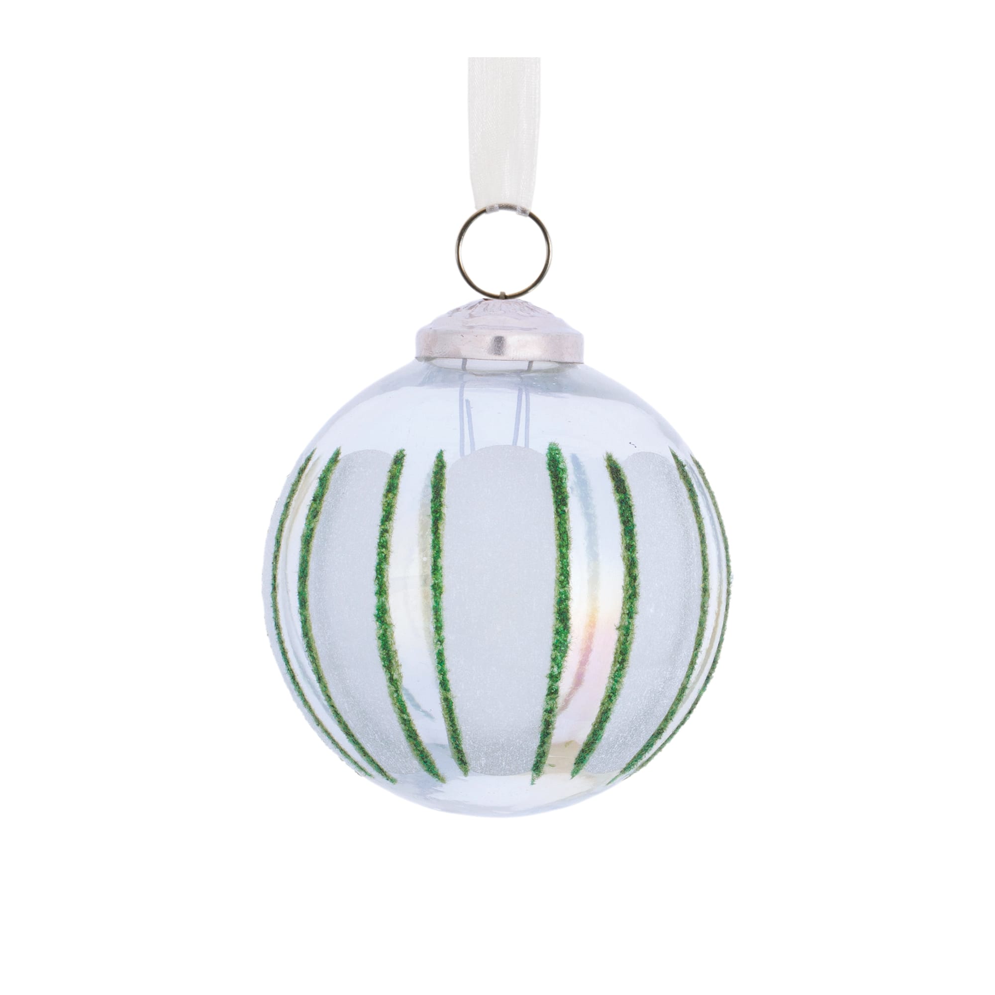 Melrose White & Green Glass Ball Ornament Set