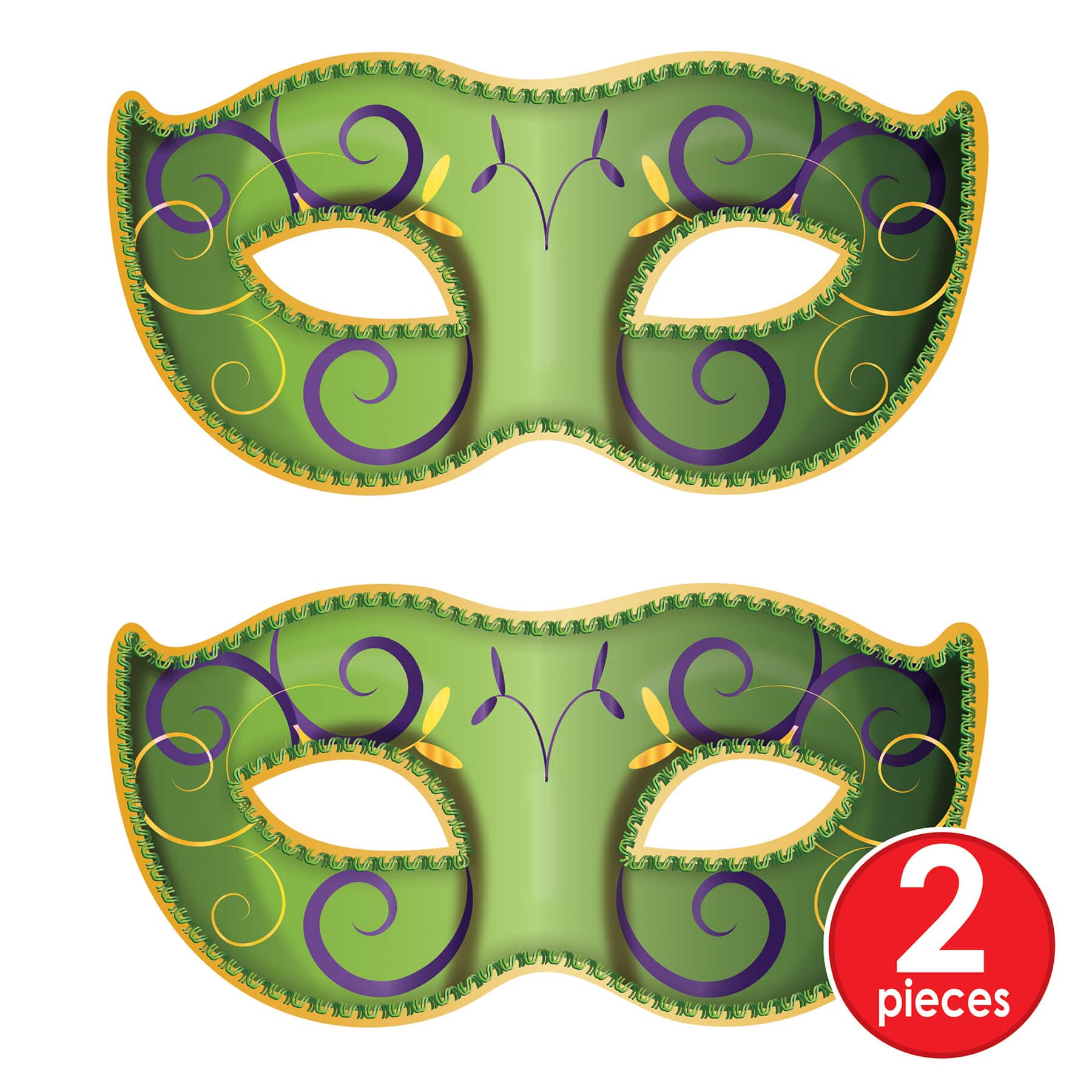Beistle Assorted 37" Jumbo Mardi Gras Mask Cutouts, 2ct.