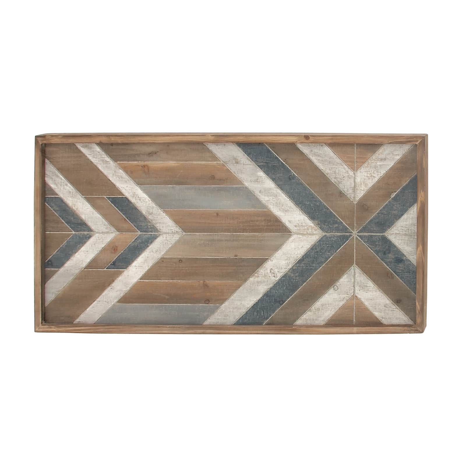 Grey Farmhouse Abstract Wood Wall Decor, 23" x 46"